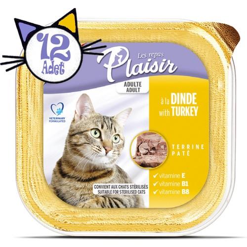 Plaisir Pate Hindi Etli 100GR Plaisir Yaş Kedi Kedi Maması 12 Adet