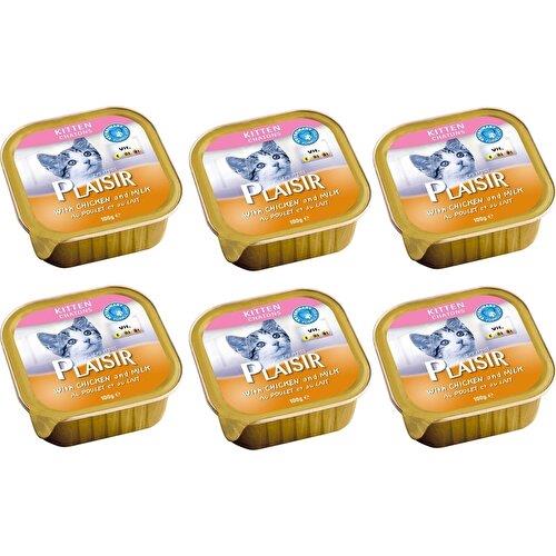 Plaisir Pate Kitten Yavru 6 Adet Tavuklu Sütlü Kedi Yaş Konserve Maması 100 gr