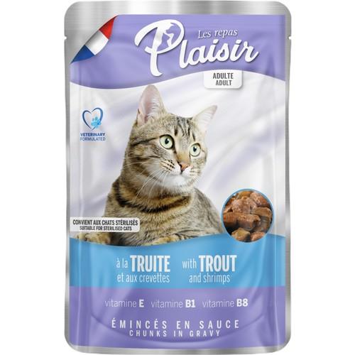 Plaisir Pouch Alabalık Ve Karidesli Yetişkin Kedi Konservesi 100gr