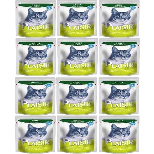 Plaisir Pouch Somon Morina Balıklı Yaş Kedi Maması 100 gr 12 Adet