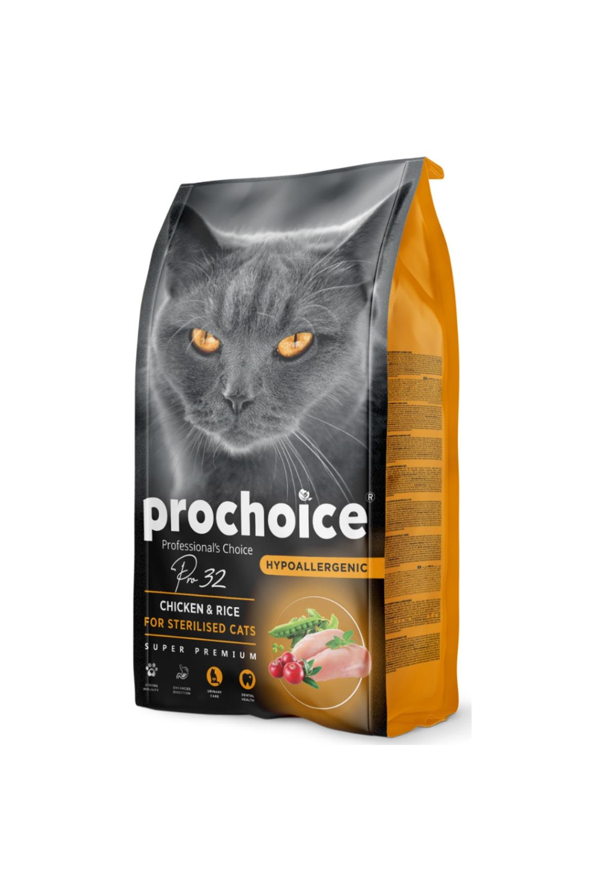 ProChoice 32 HypoAllergenic Tavuklu ve Pirinçli Düşük Tahıllı Kısırlaştırılmış Kedi Maması 2kg