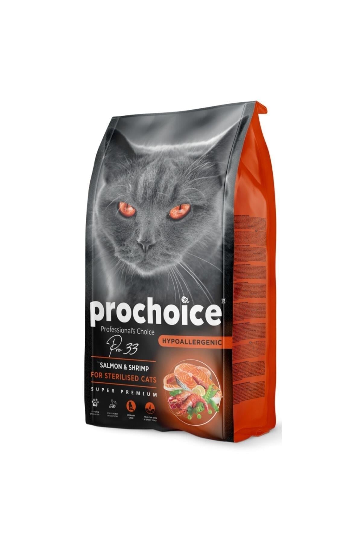 ProChoice 33 HypoAllergenic Somonlu ve Karidesli Düşük Tahıllı Kısırlaştırılmış Kedi Maması 2kg