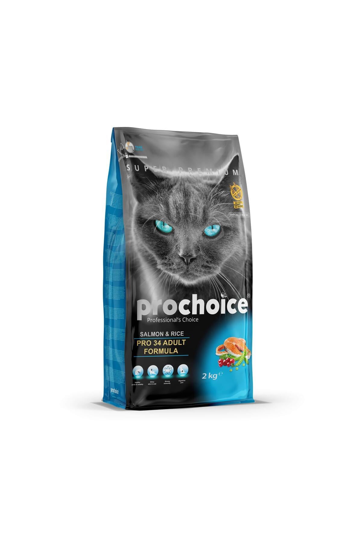 ProChoice 34 Somonlu ve Pirinçli Düşük Tahıllı Yetişkin Kedi Maması 2kg