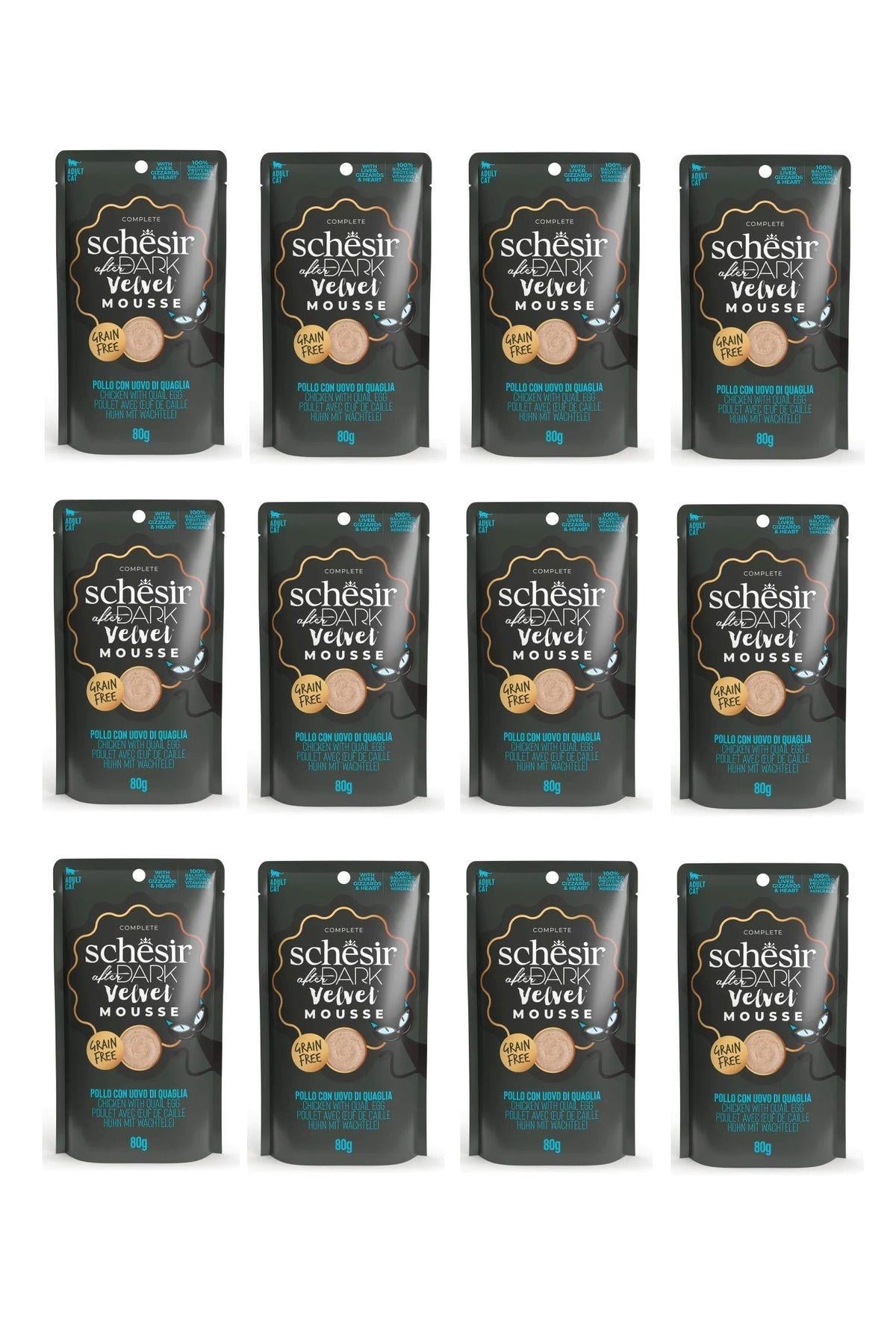Schesir After Dark Pouch Tavuklu ve Bıldırcın Yumurtalı Tahılsız Yetişkin Kedi Konservesi 80gr x 12 ADET