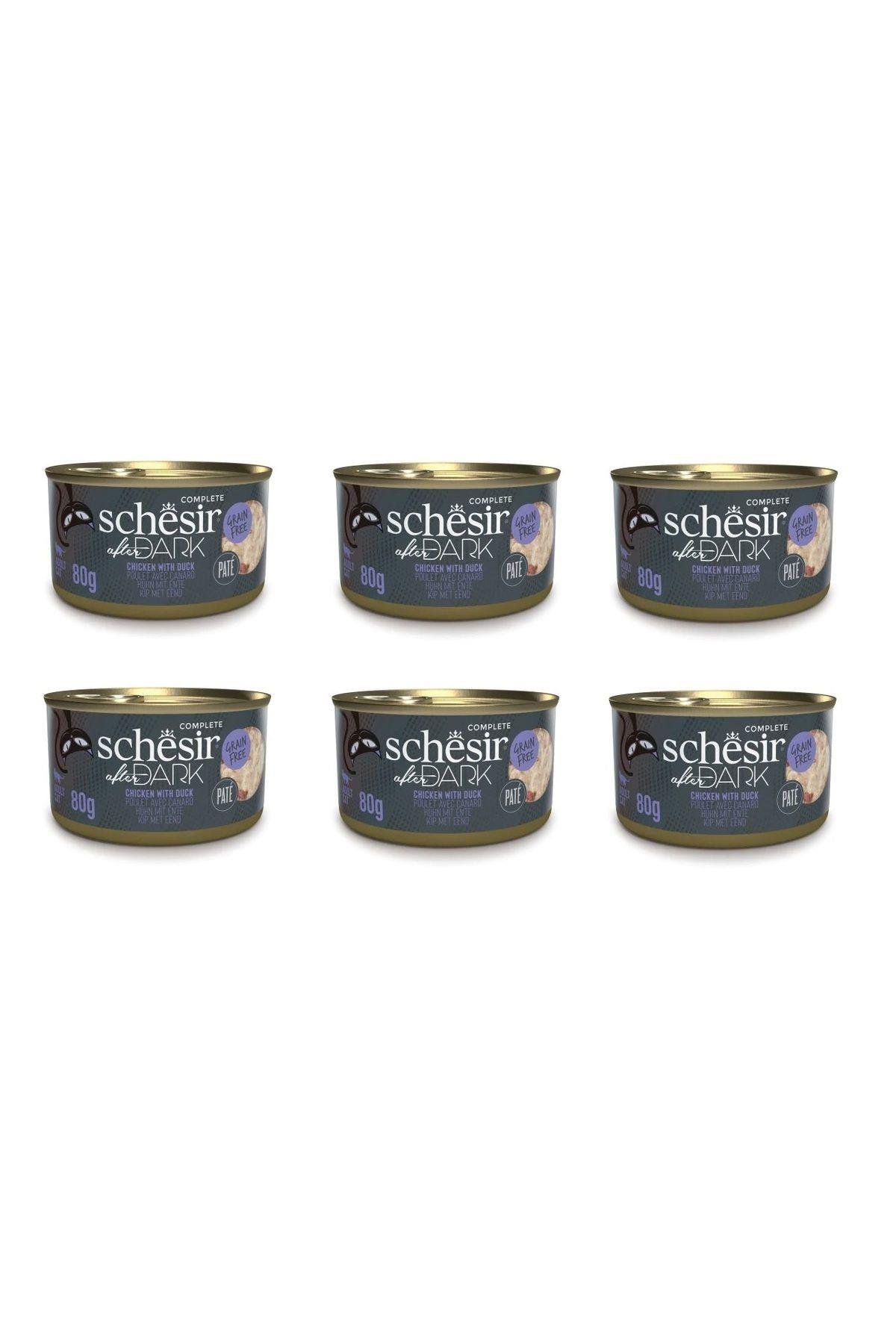 Schesir After Dark Tavuk Etli ve Ördek Etli Tahılsız Ezme Yetişkin Kedi Konservesi 80gr x 6 ADET