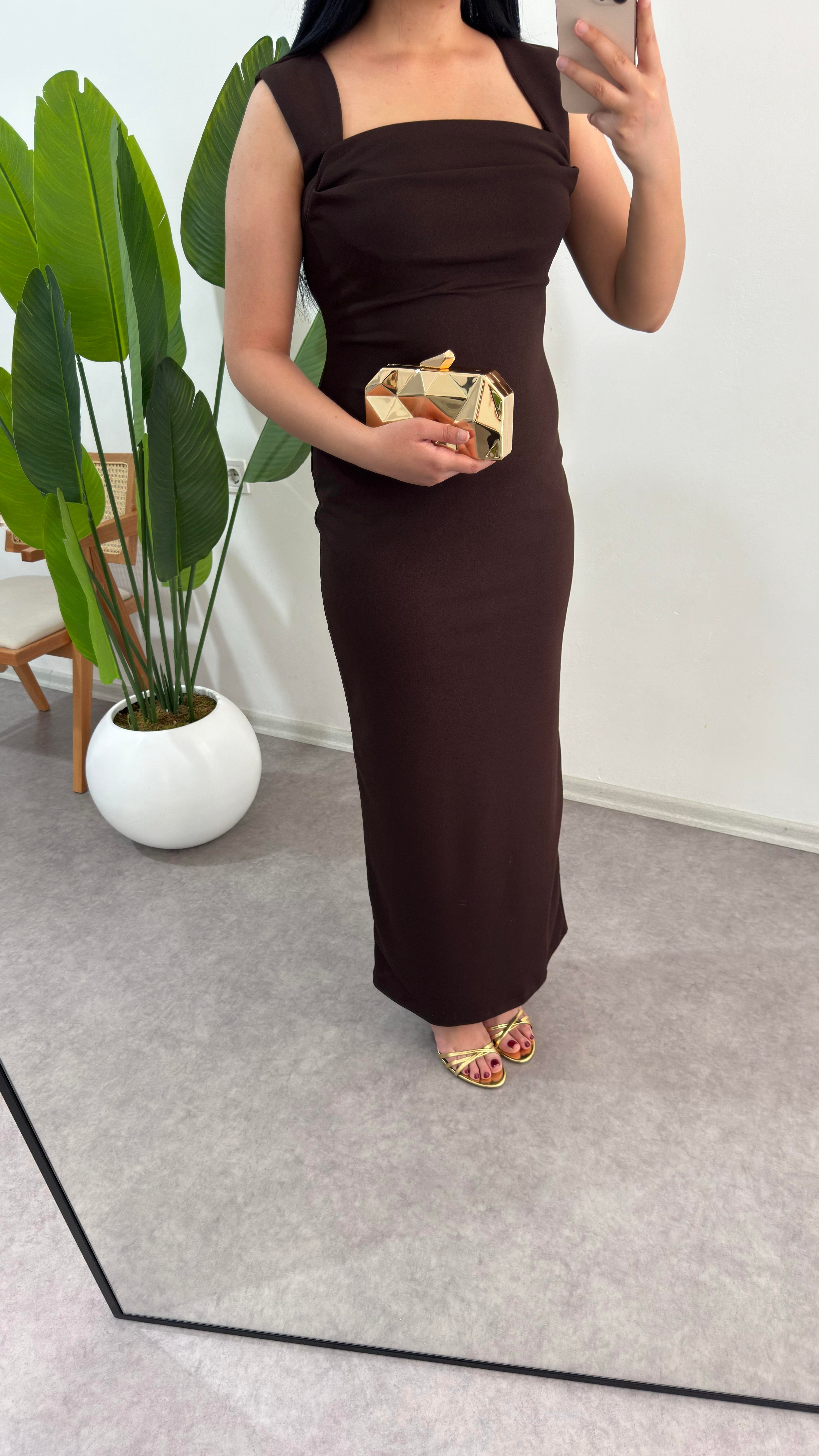 Acı Kahve Maxi Lore Elbise