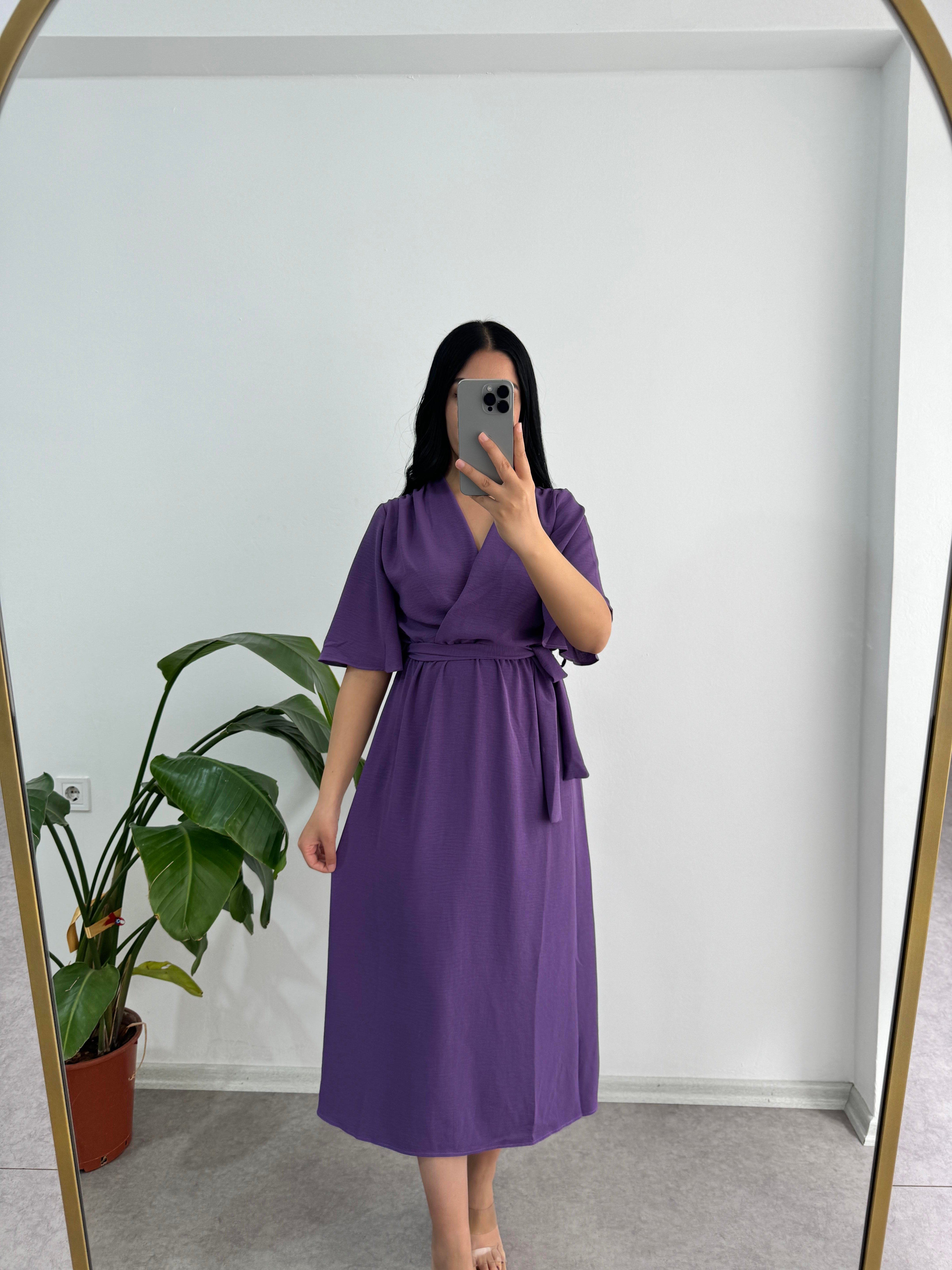 Aerobin Kumaş Mor Elbise