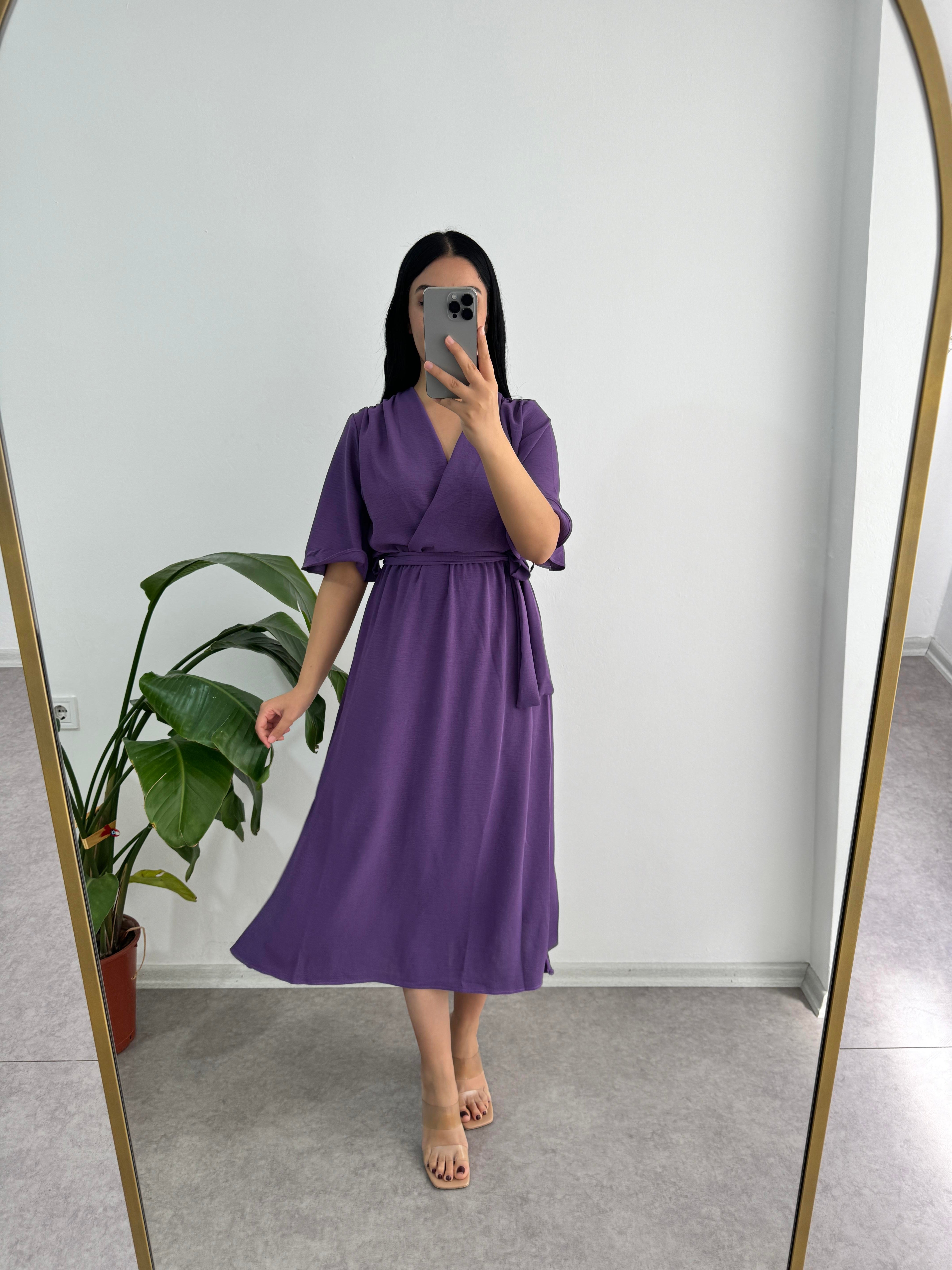 Aerobin Kumaş Mor Elbise