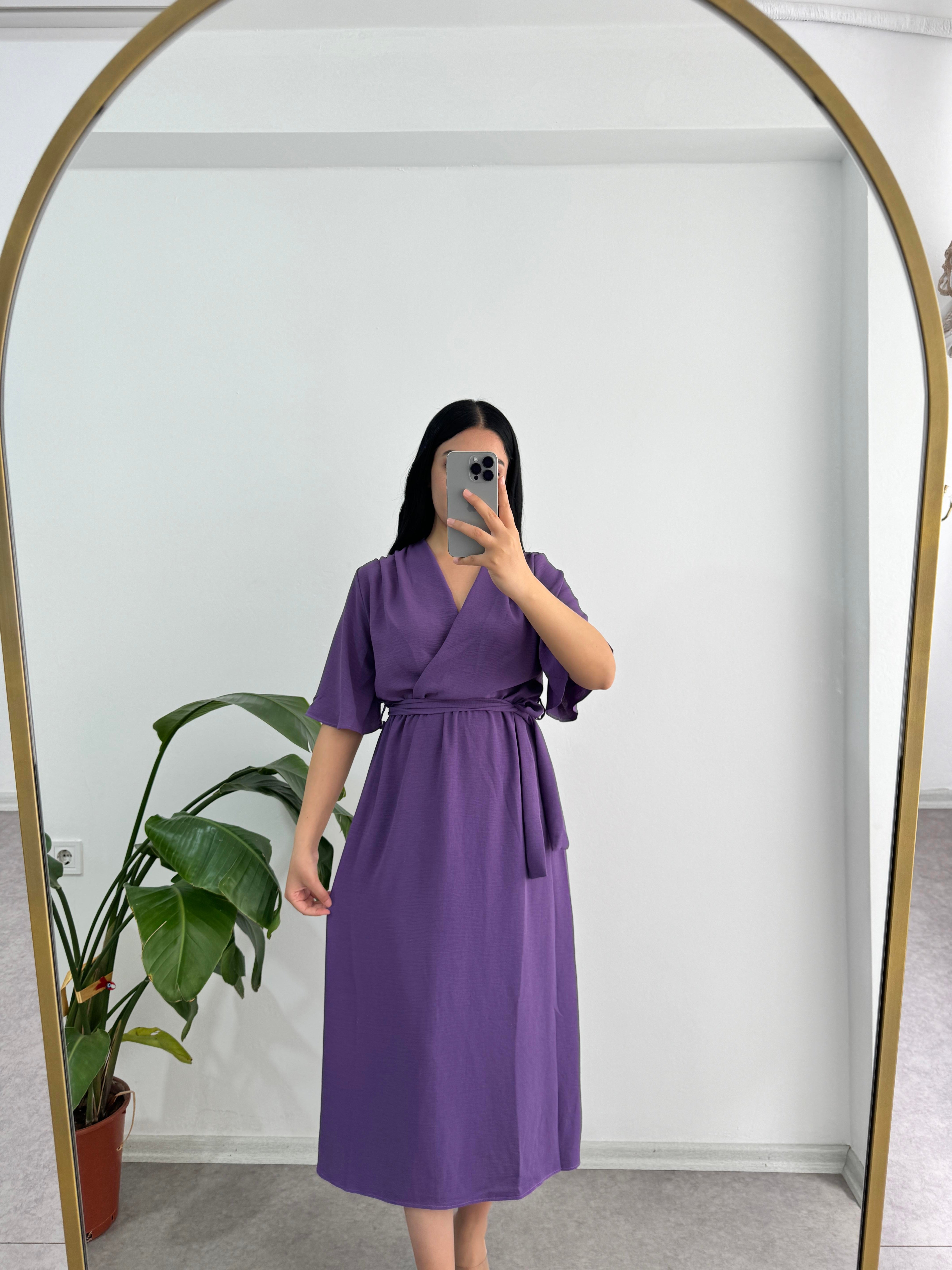 Aerobin Kumaş Mor Elbise