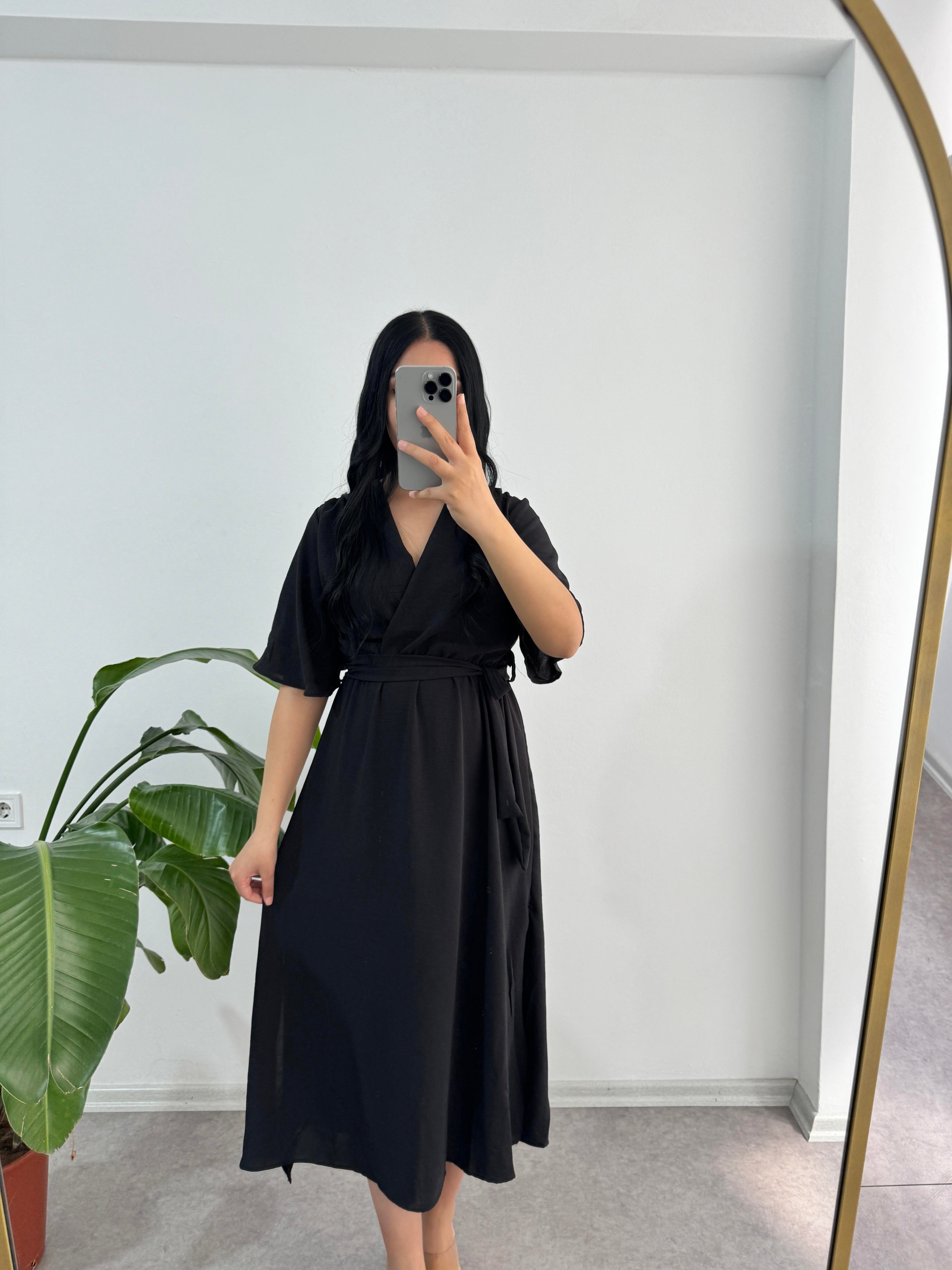 Aerobin Kumaş Siyah Elbise