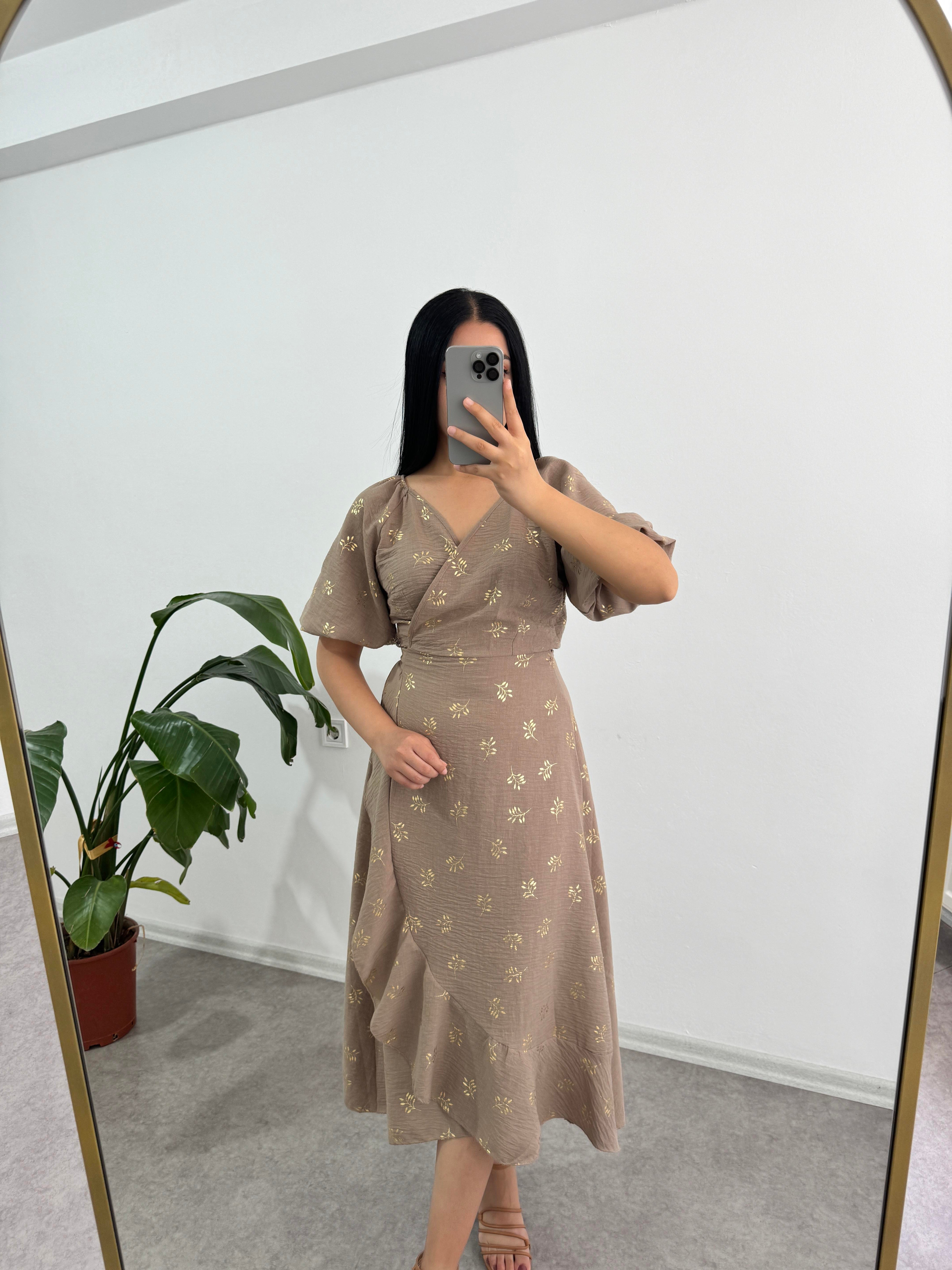 Balon Kol Bej Elbise