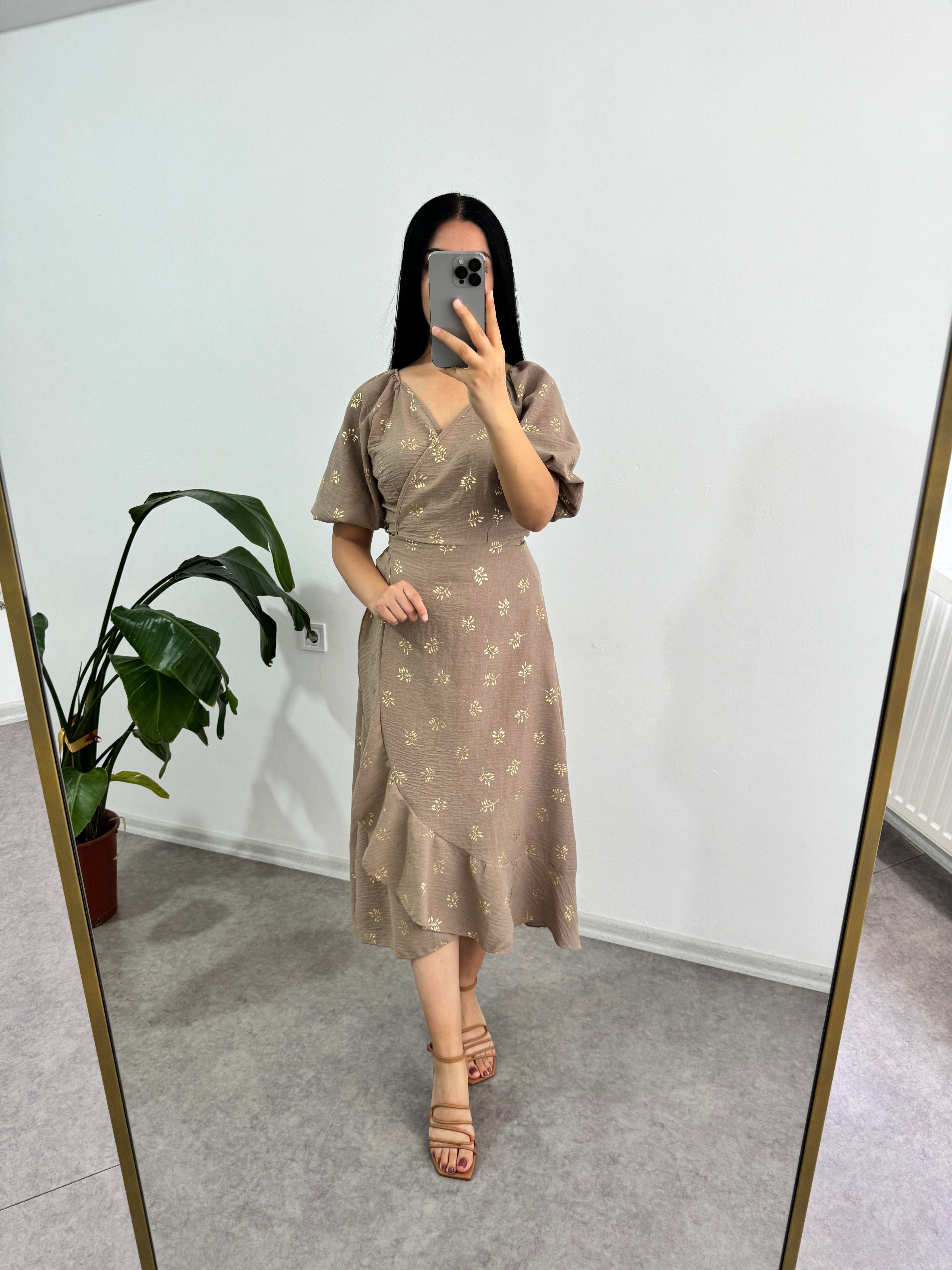 Balon Kol Bej Elbise