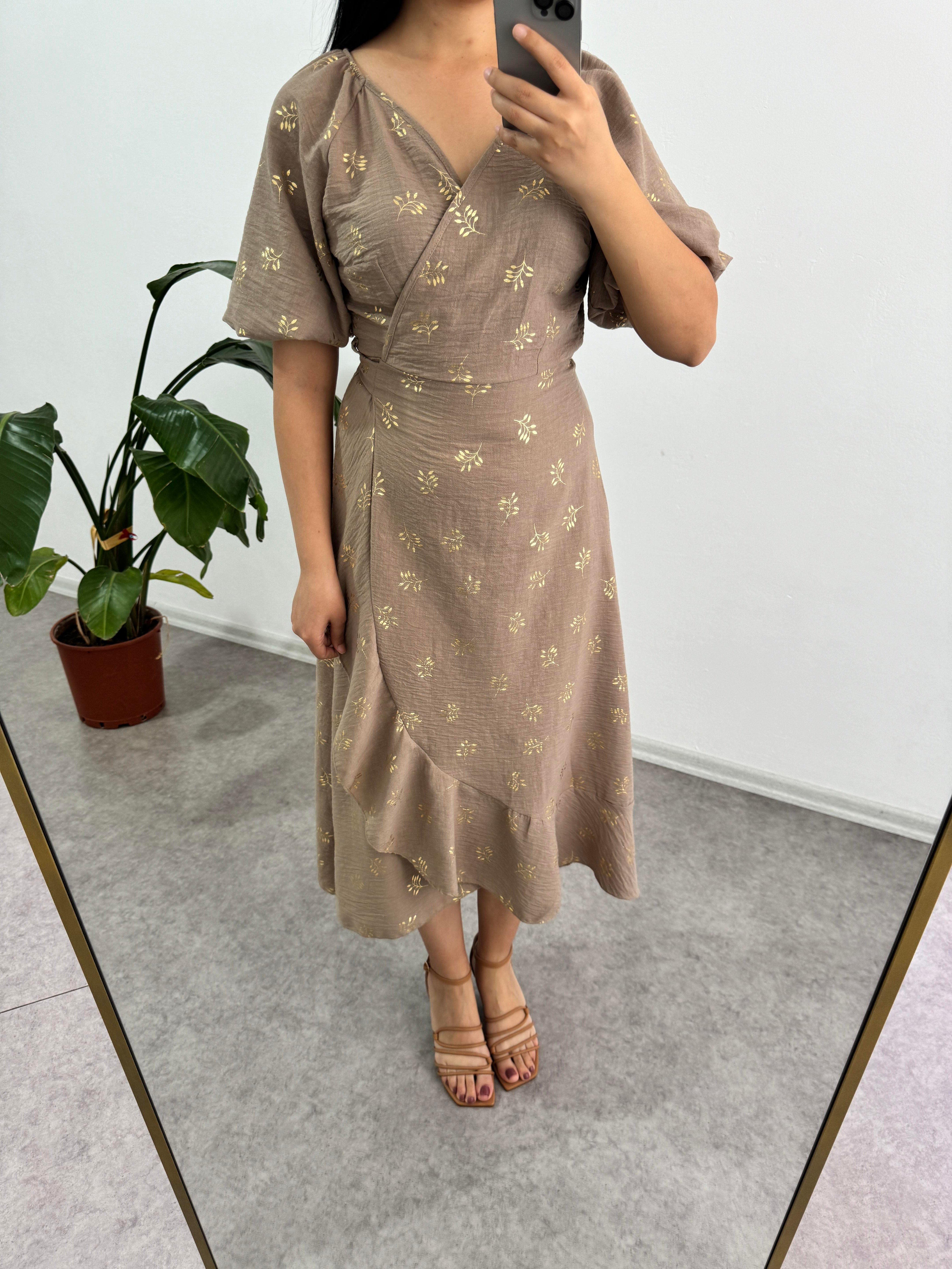 Balon Kol Bej Elbise