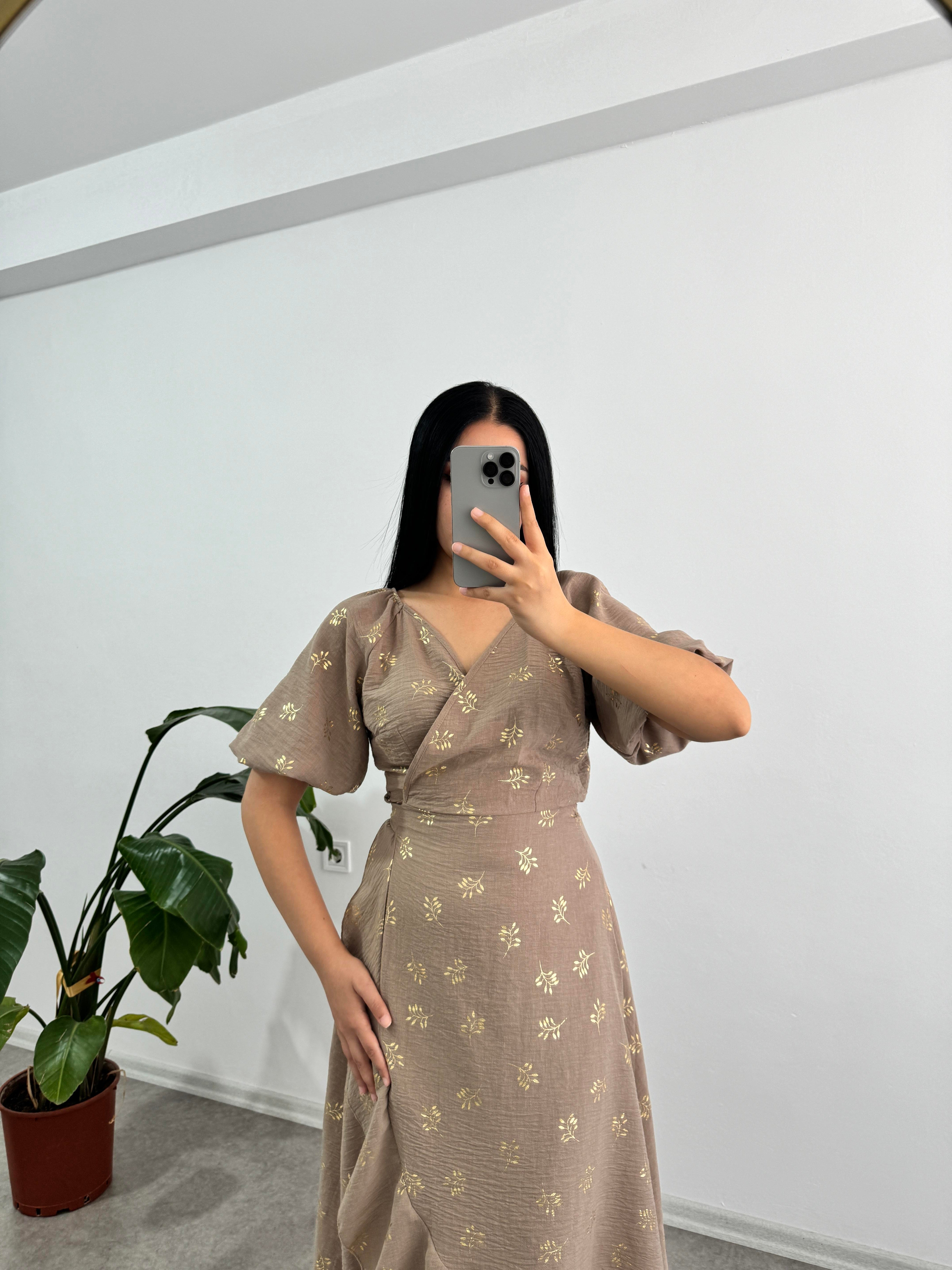 Balon Kol Bej Elbise