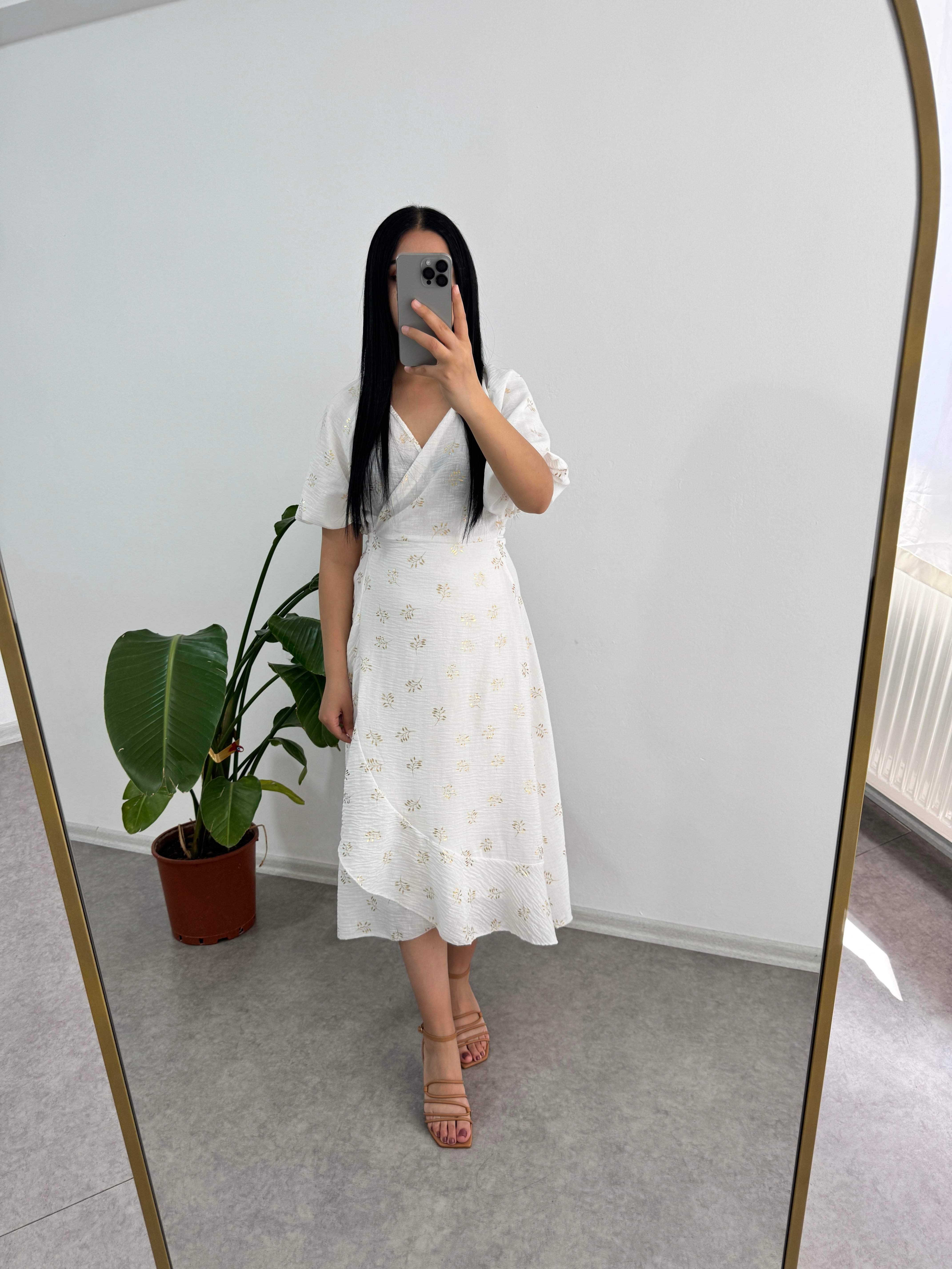 Balon kol Ekru Elbise 