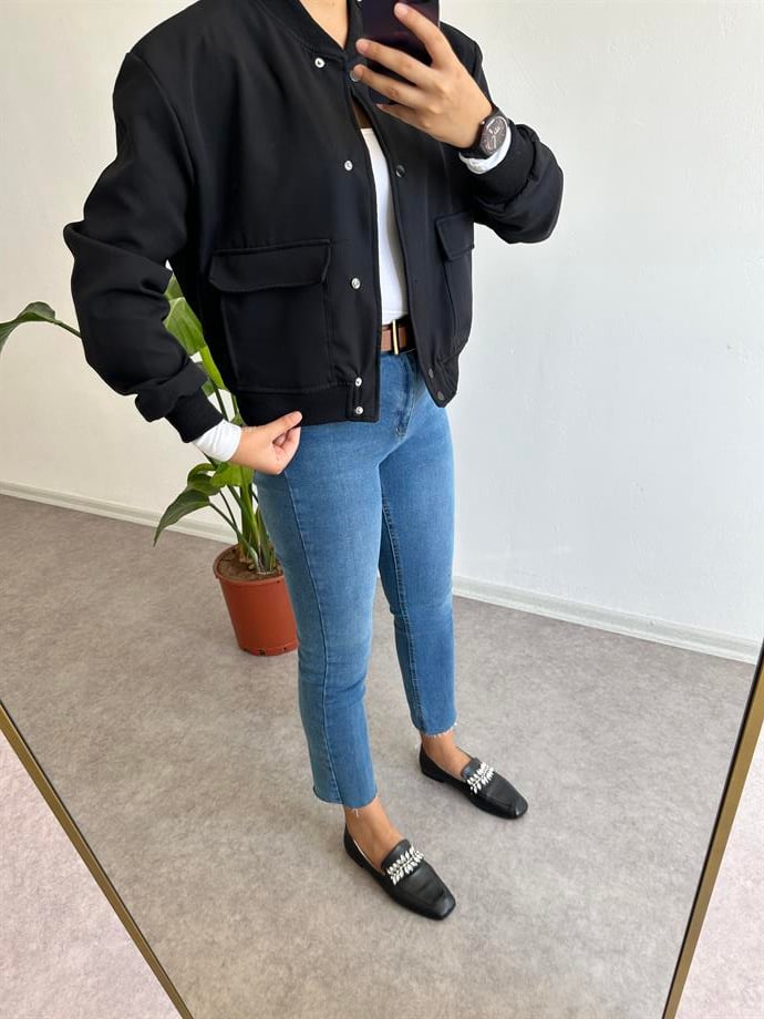 Bomber siyah ceket