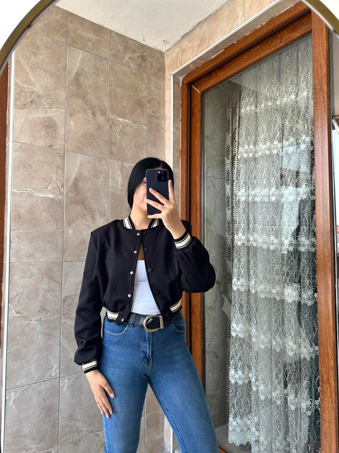 Bomber siyah ceket