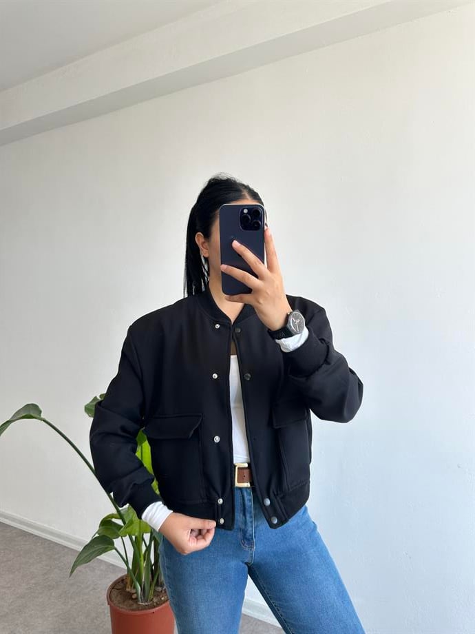 Bomber siyah ceket