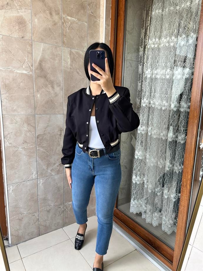 Bomber siyah ceket