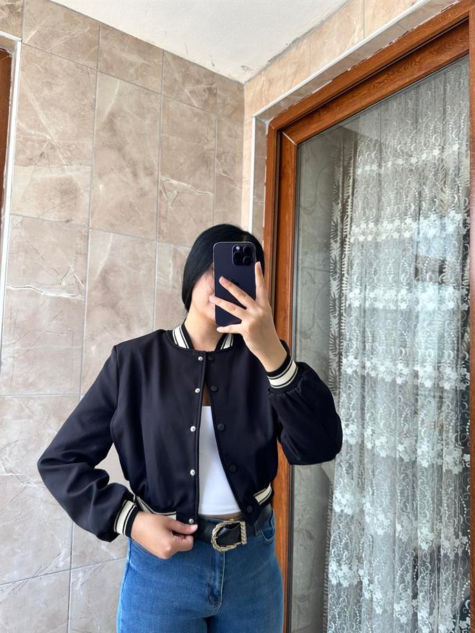 Bomber siyah ceket