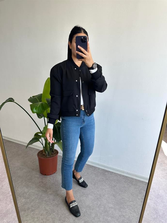 Bomber siyah ceket