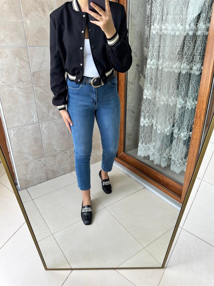 Bomber siyah ceket
