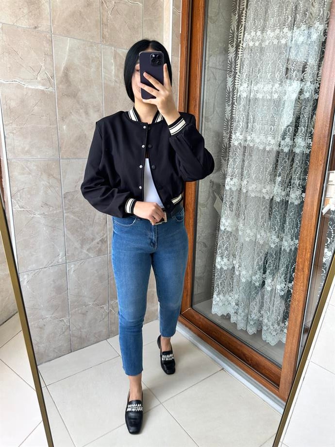 Bomber siyah ceket