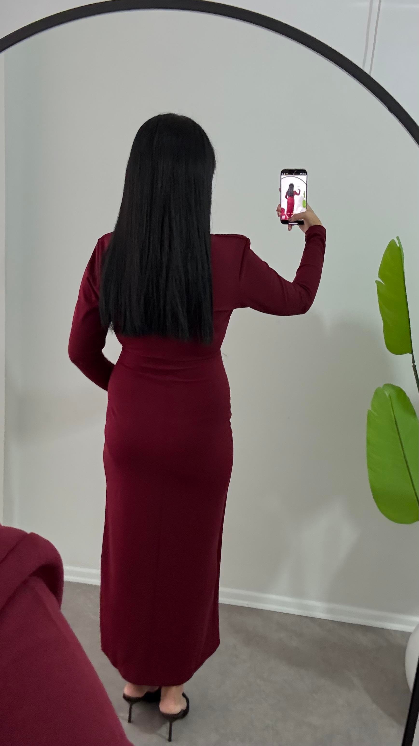 Bordo Sever Krep Elbise