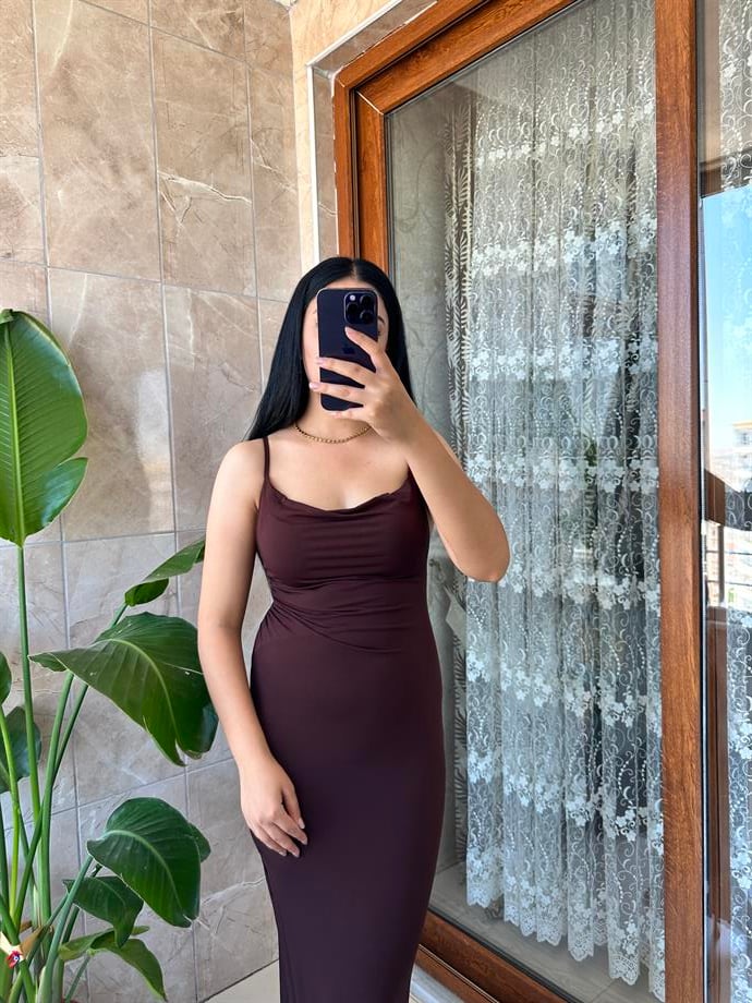 Buzy askı kol elbise 