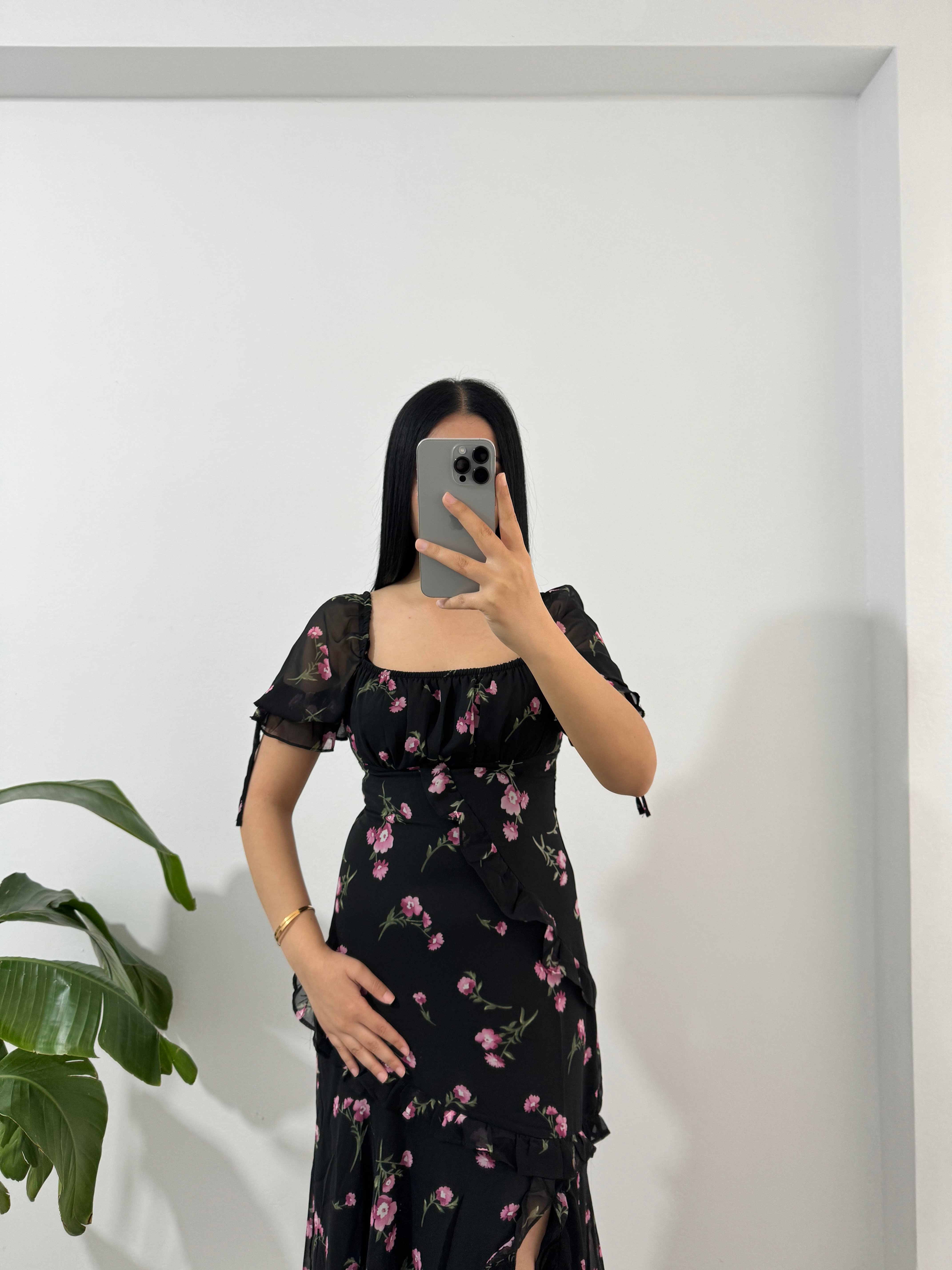 Çiçekli Şifon Elbise 