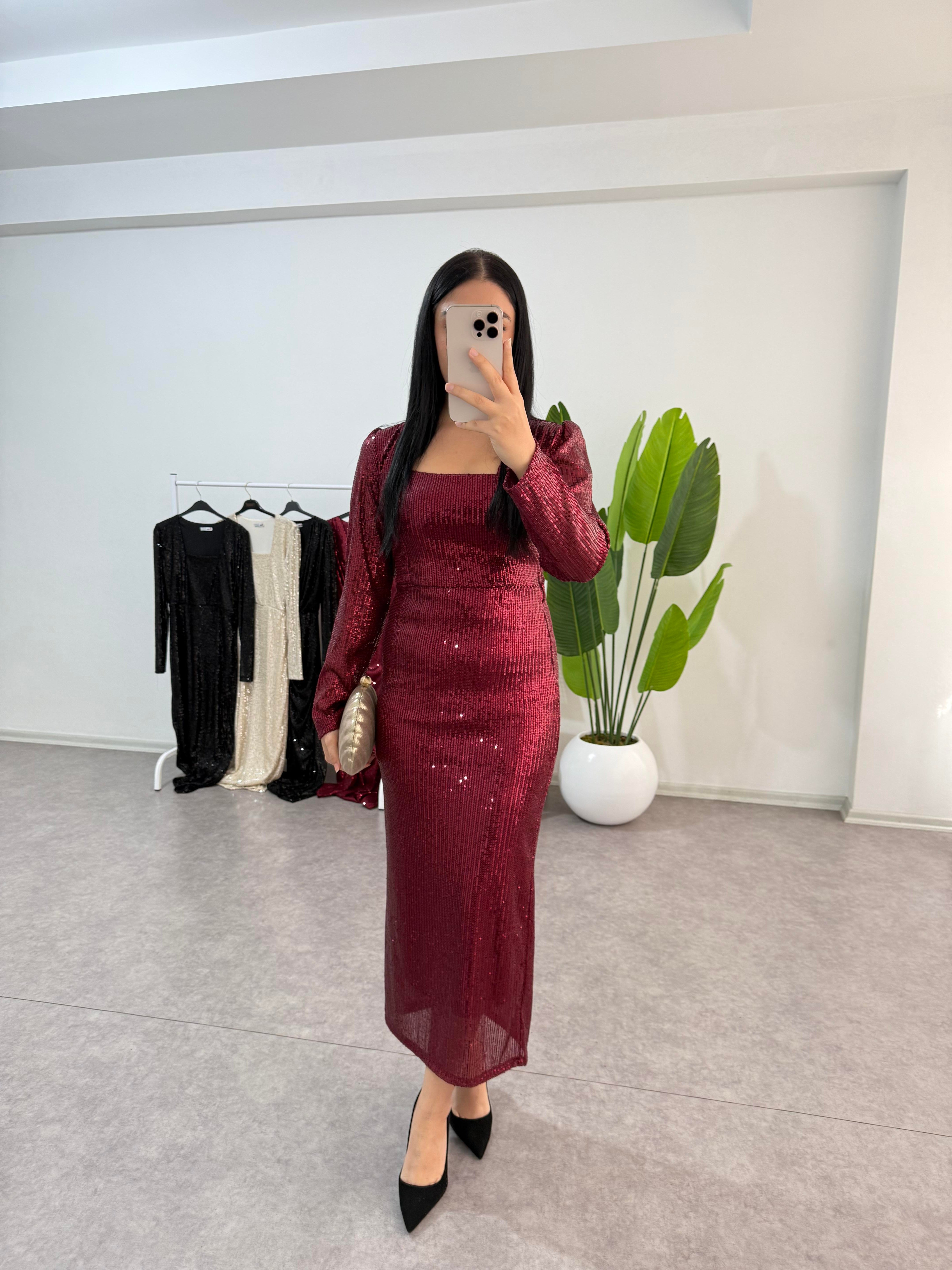 Dora Bordo Payetli Elbise