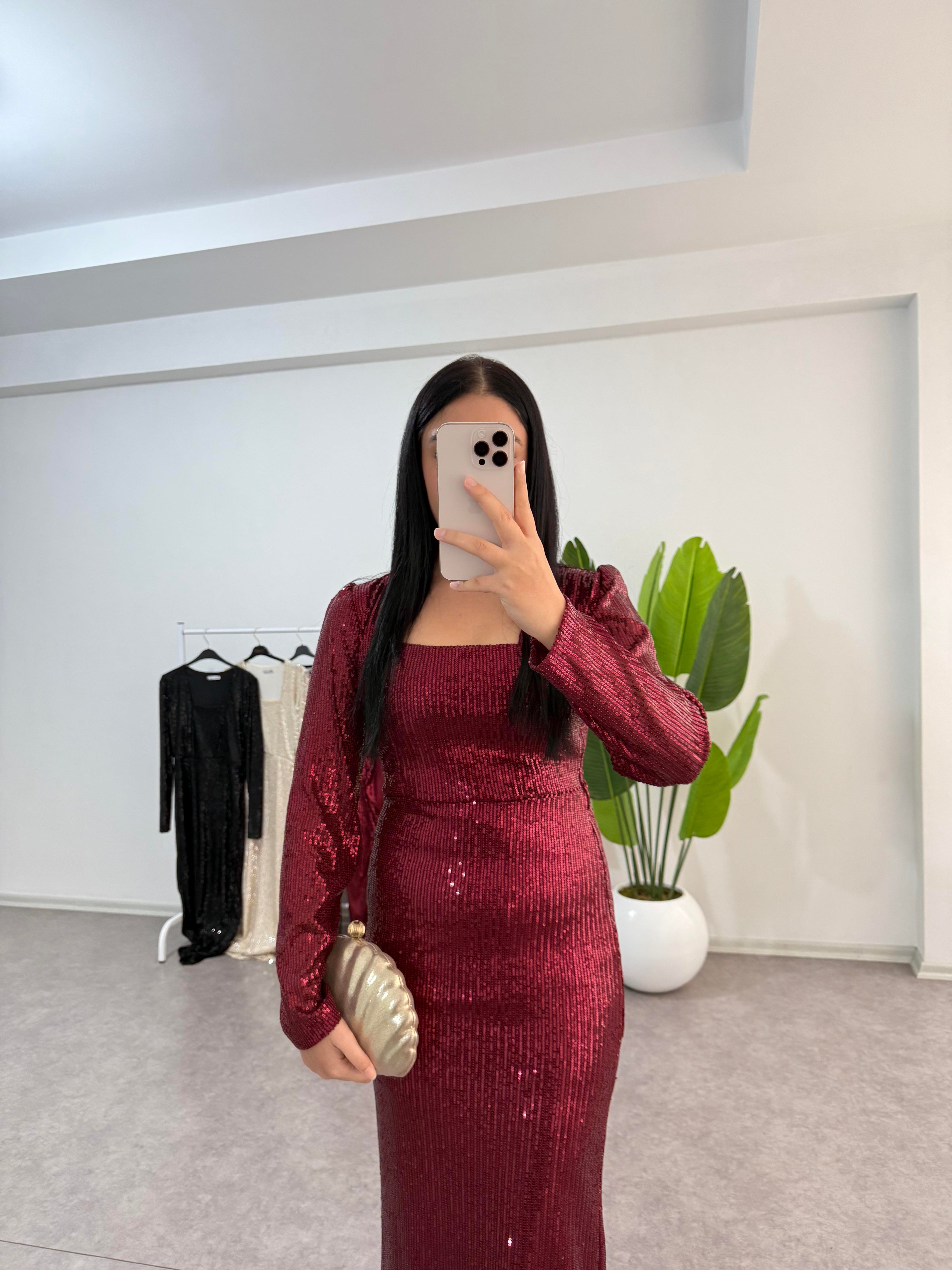 Dora Bordo Payetli Elbise