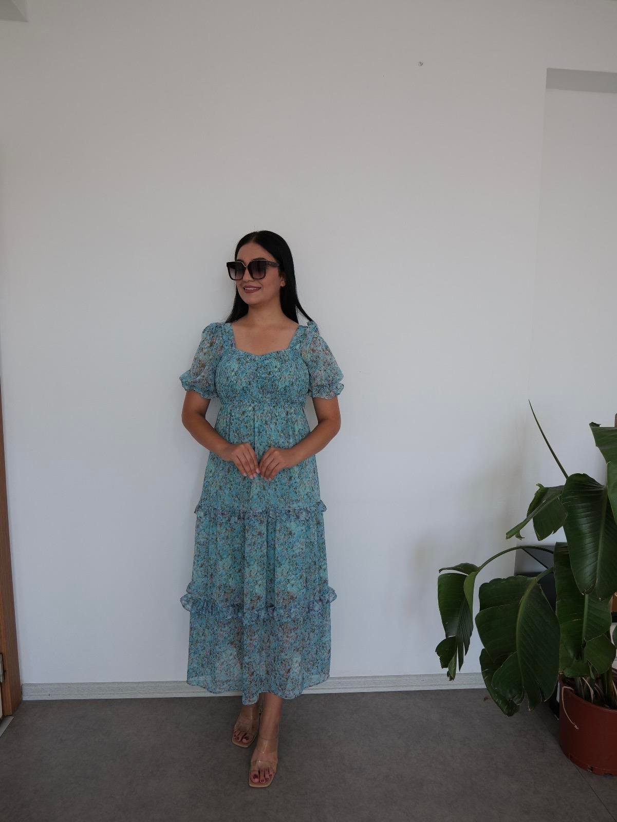 Dora Şifon Mavi Elbise