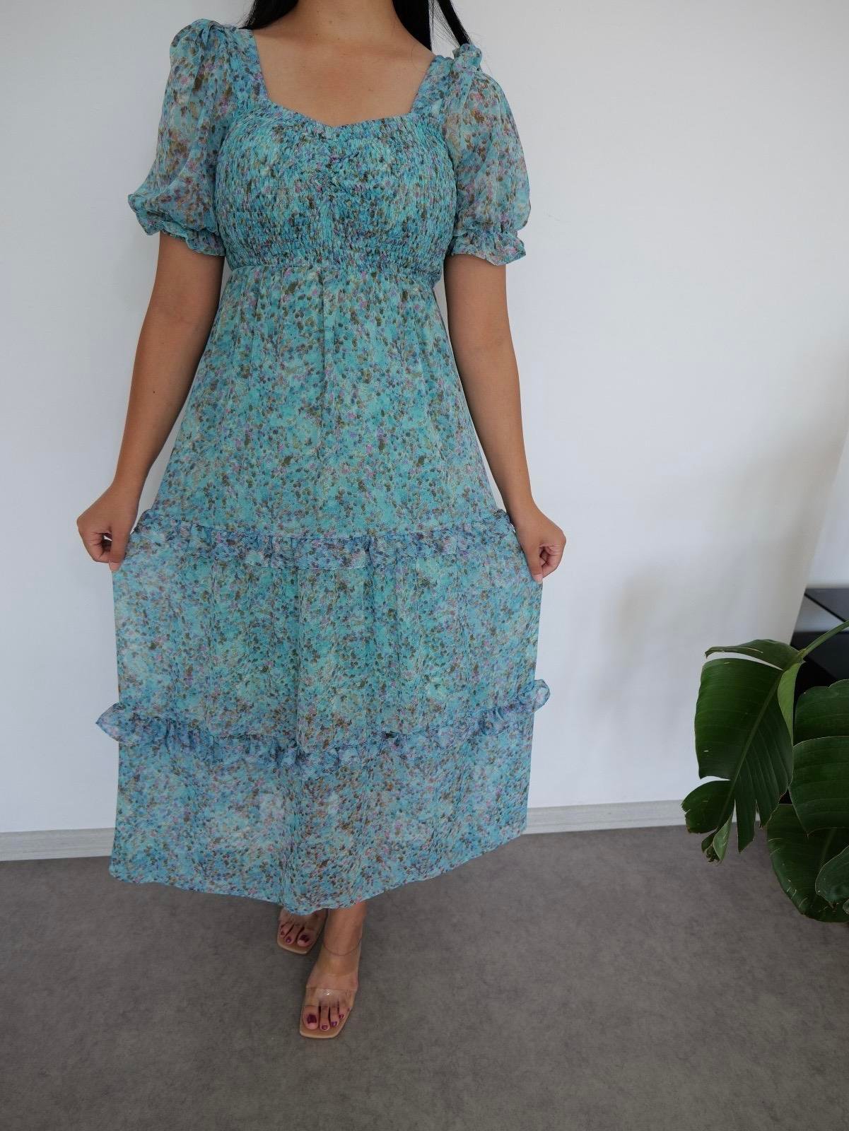 Dora Şifon Mavi Elbise