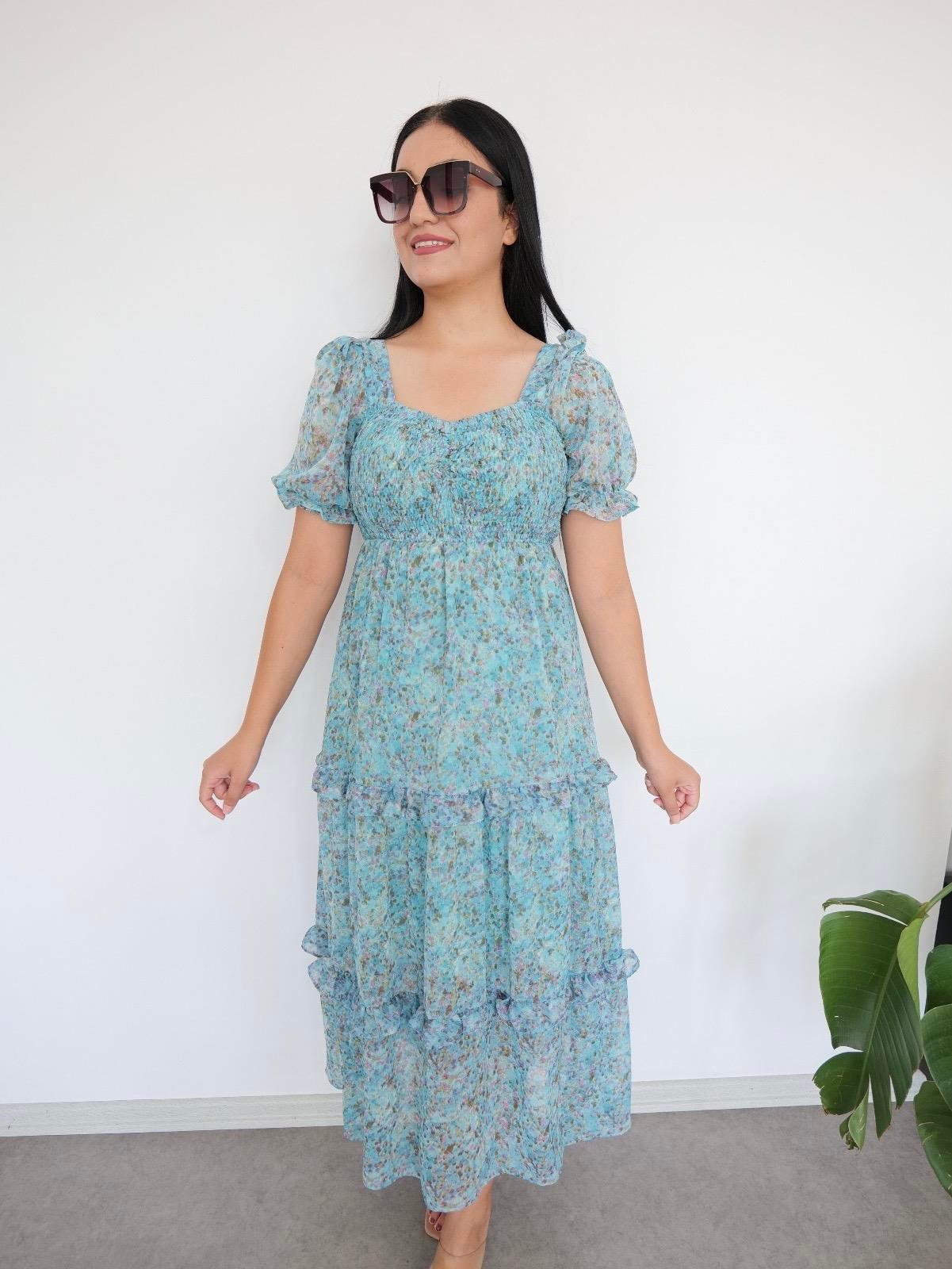 Dora Şifon Mavi Elbise