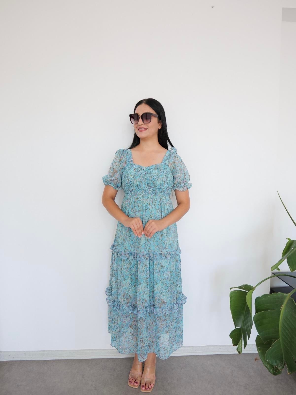 Dora Şifon Mavi Elbise