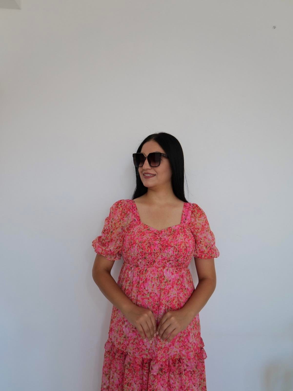 Dora Şifon Pembe Elbise