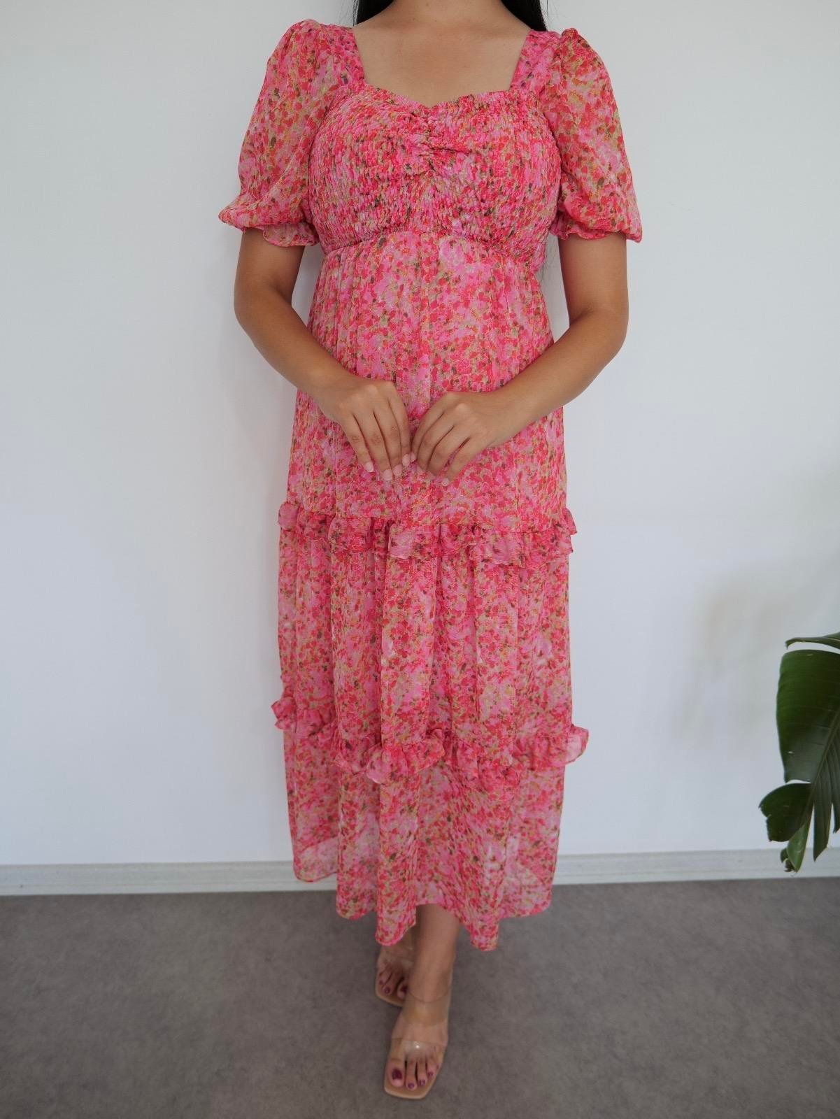 Dora Şifon Pembe Elbise