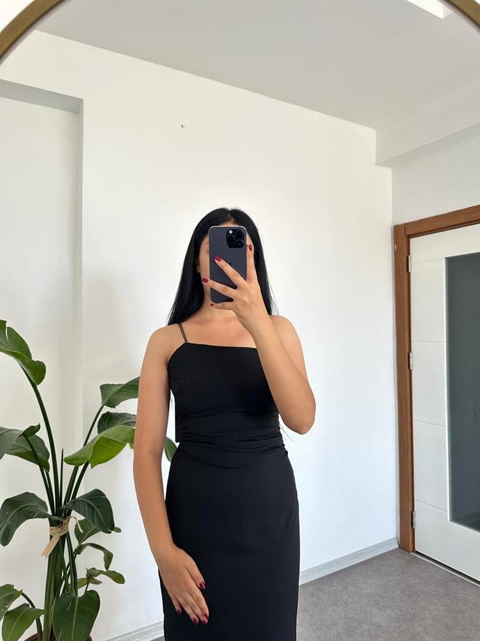 Elbise siyah tek kol