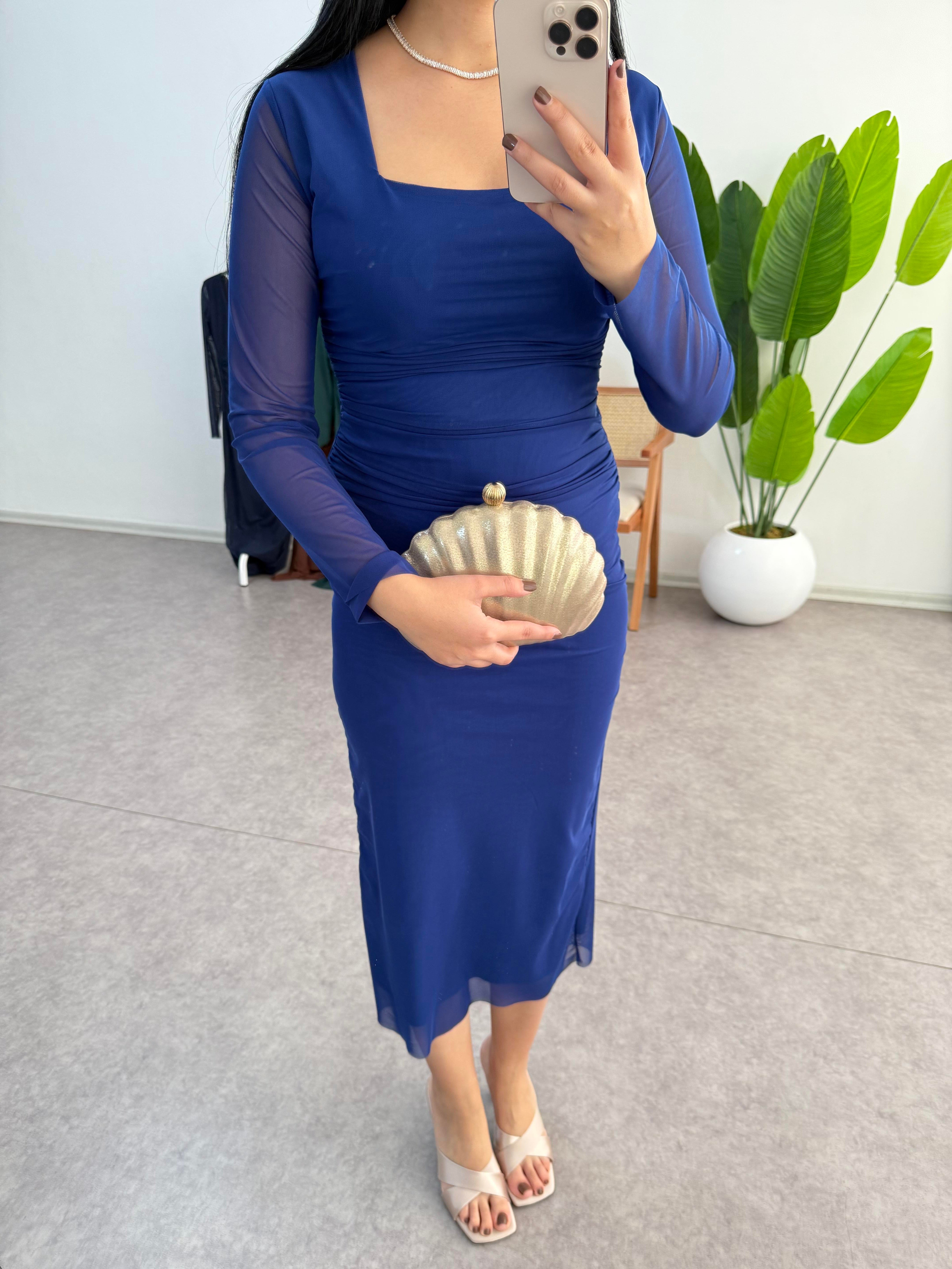 Elle Mavi Tül Elbise 