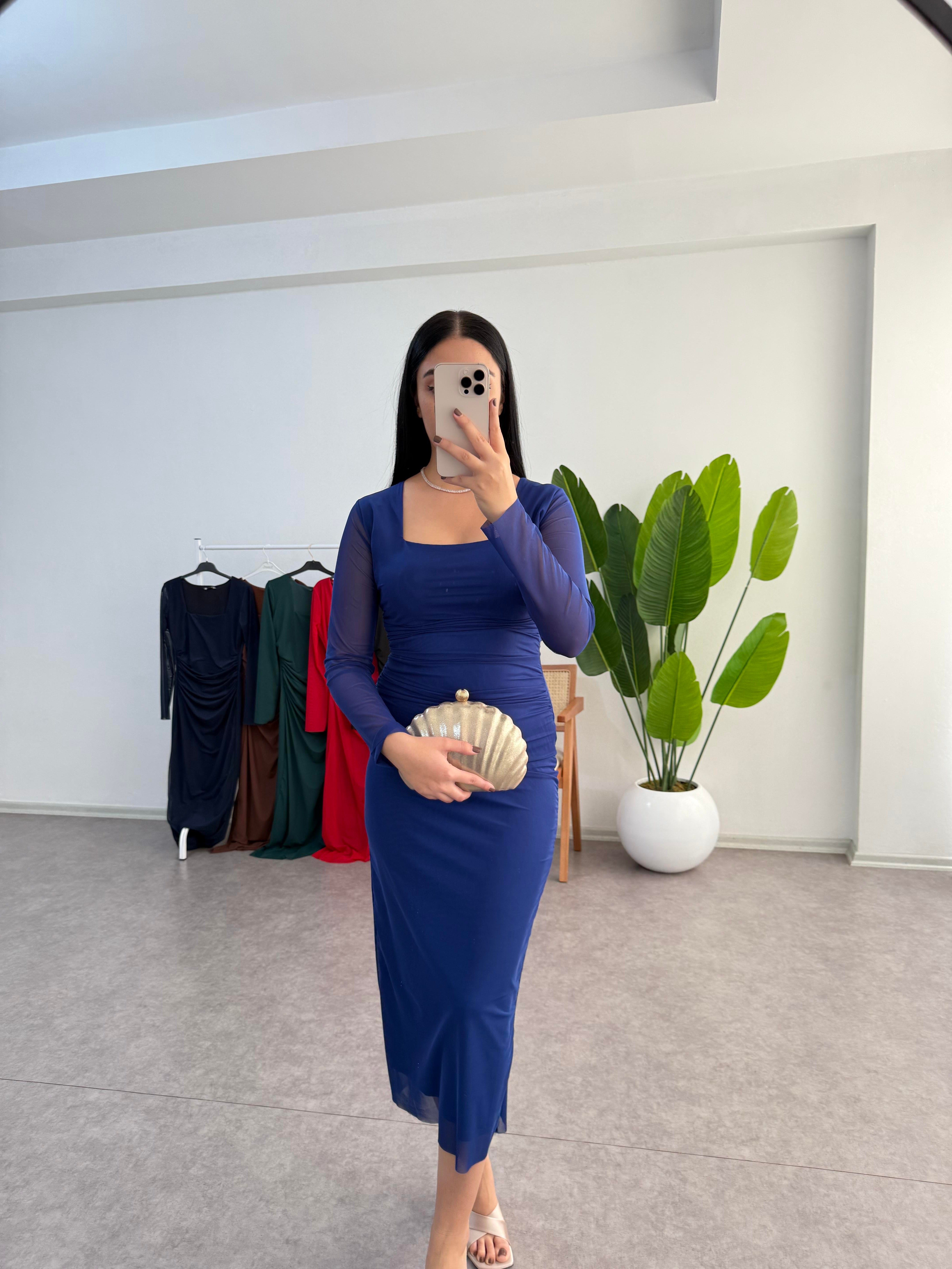 Elle Mavi Tül Elbise 