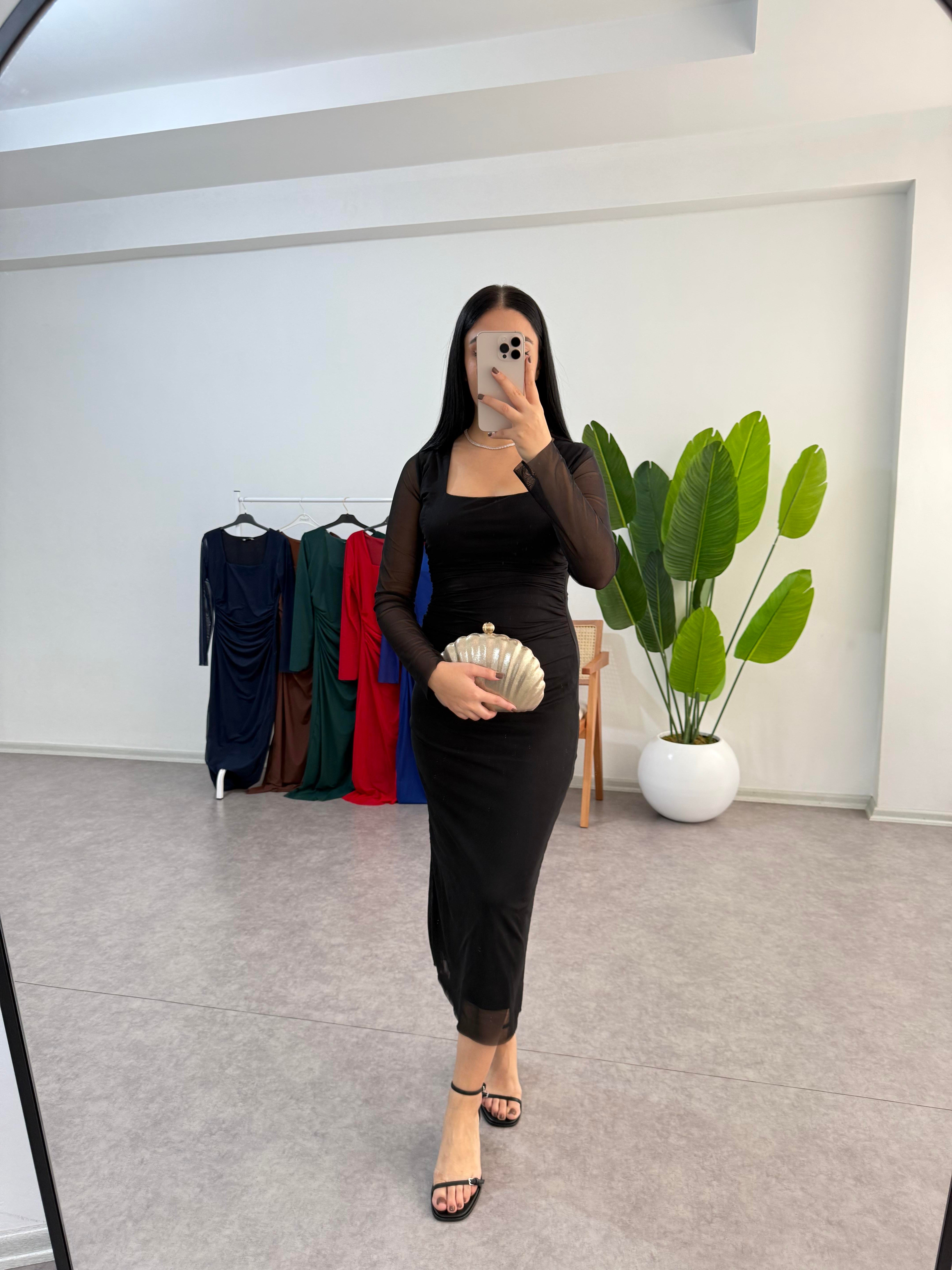 Ellen Siyah Tül Elbise 