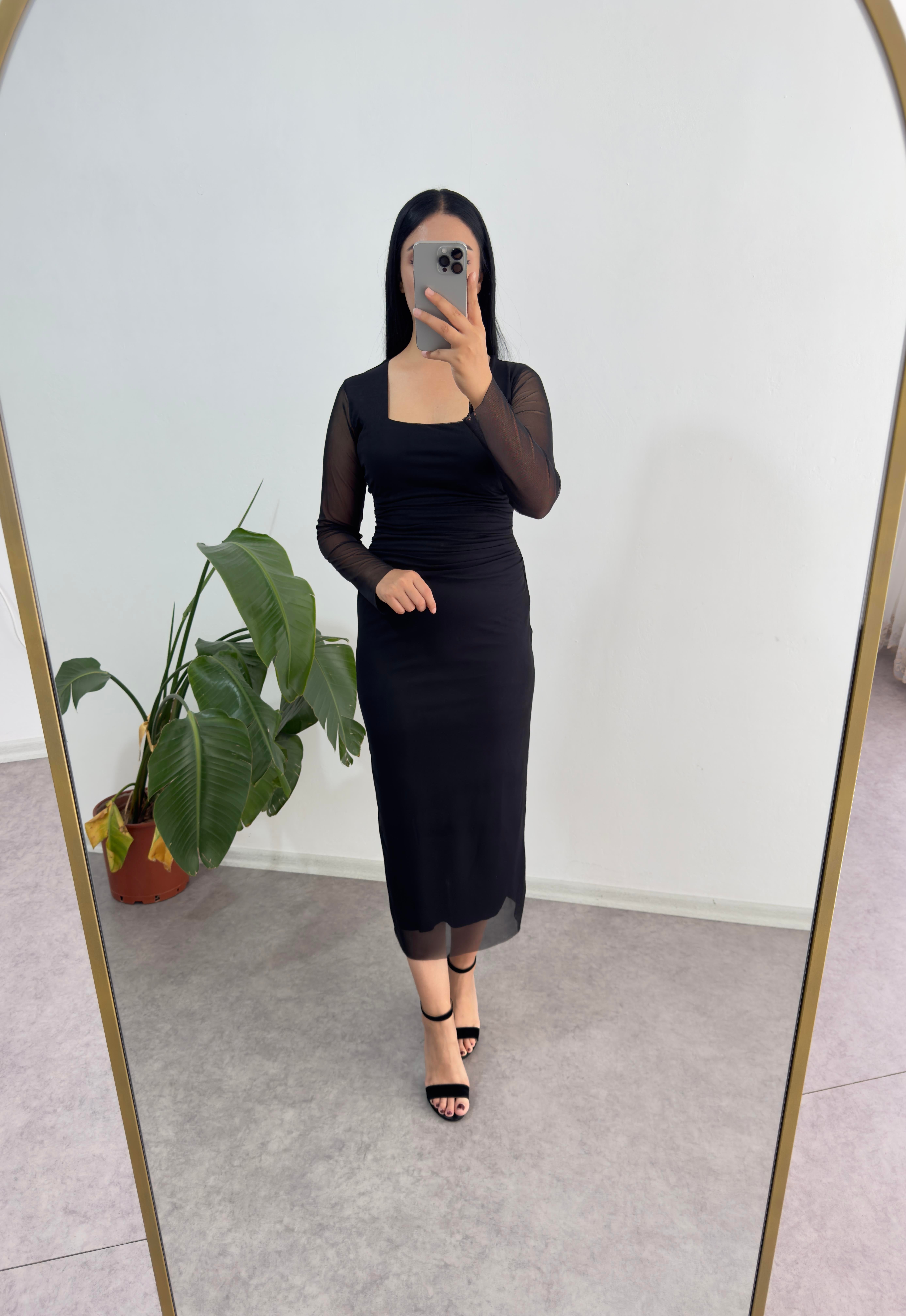 Ellen Siyah Tül Elbise