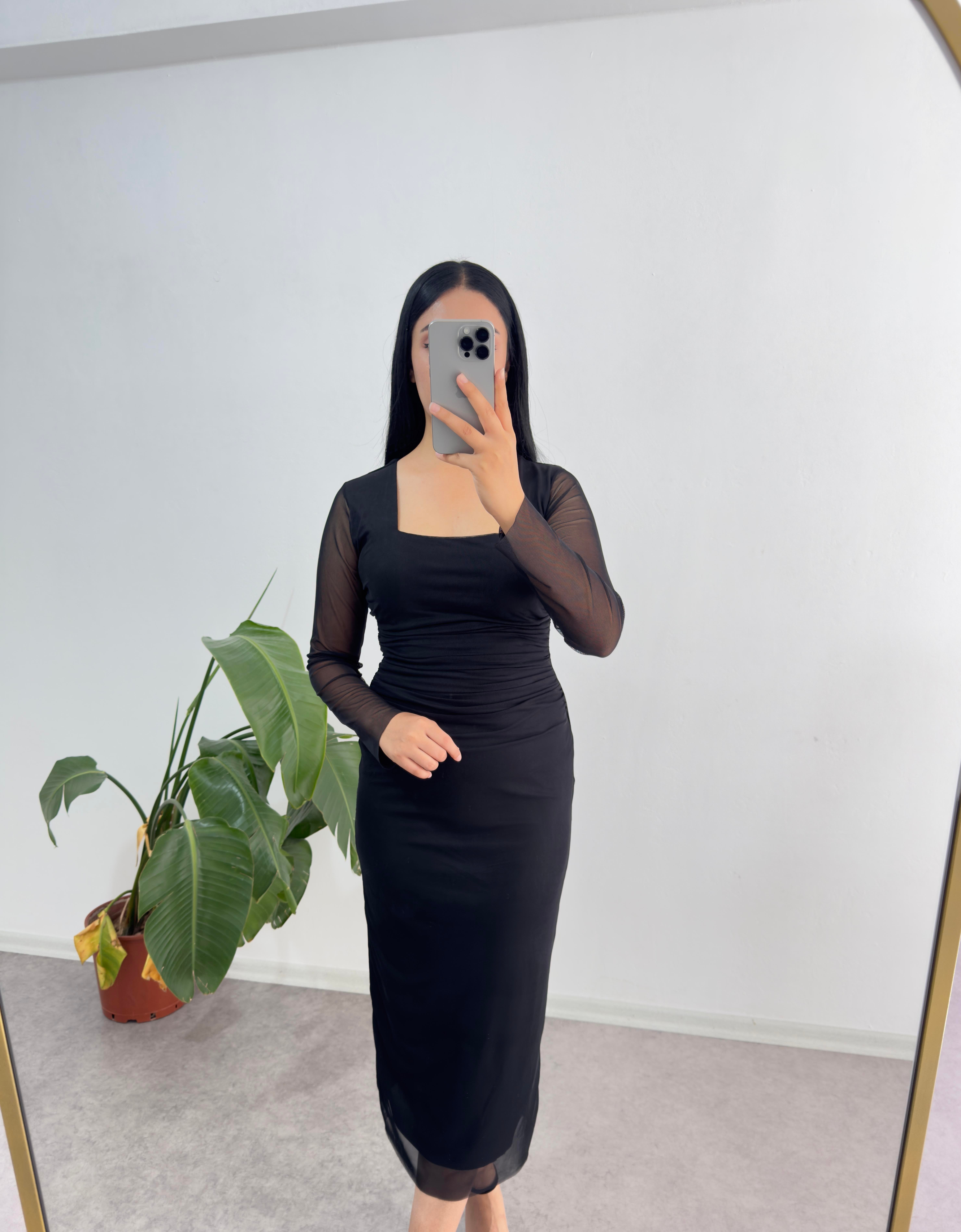 Ellen Siyah Tül Elbise