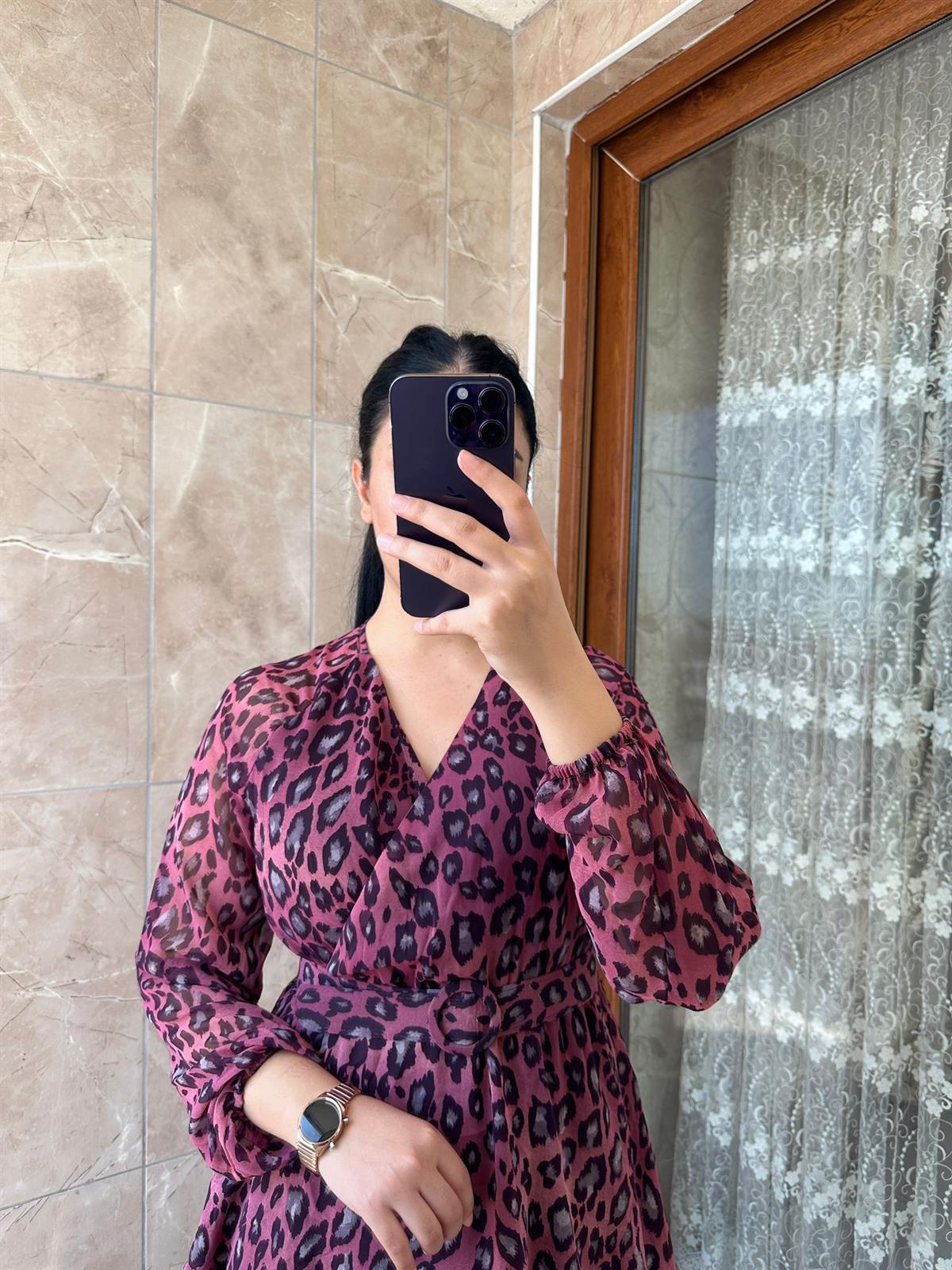 FUŞYA LEOPAR ELBİSE