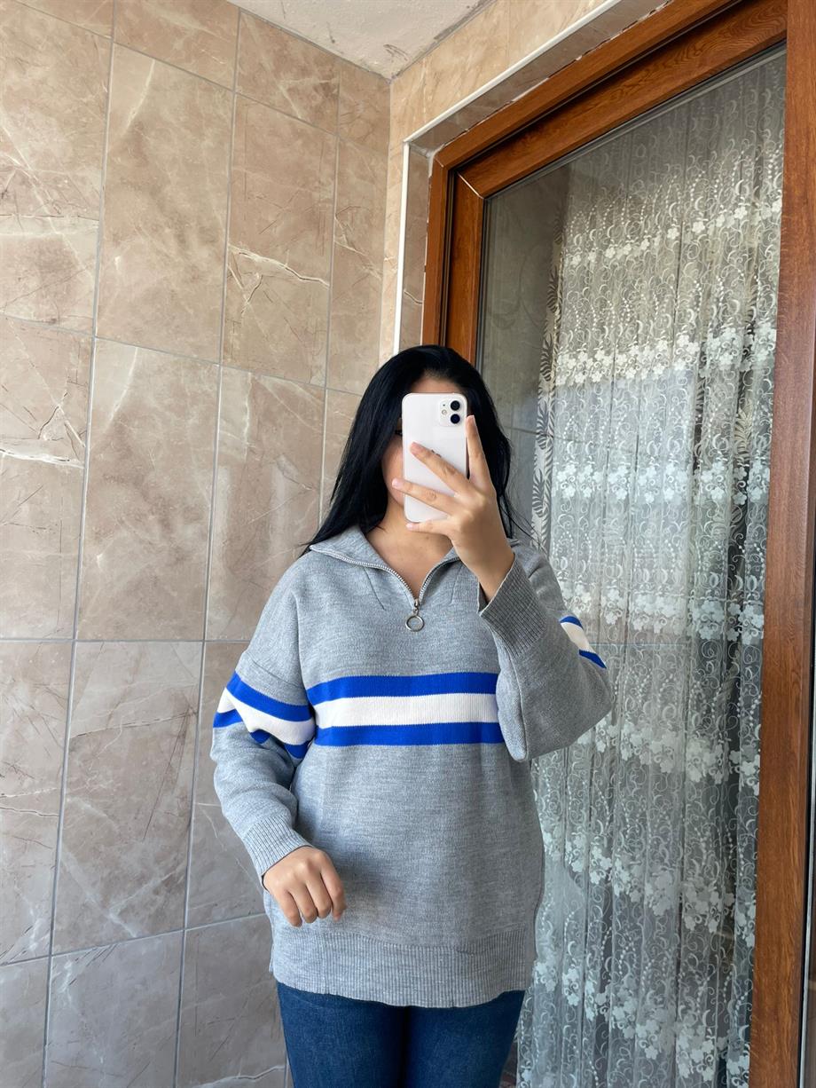 GRİ FERMUARLI KAZAK