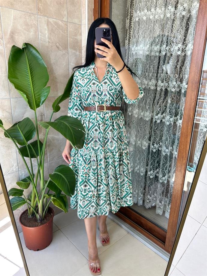 Hakim yaka elbise keten