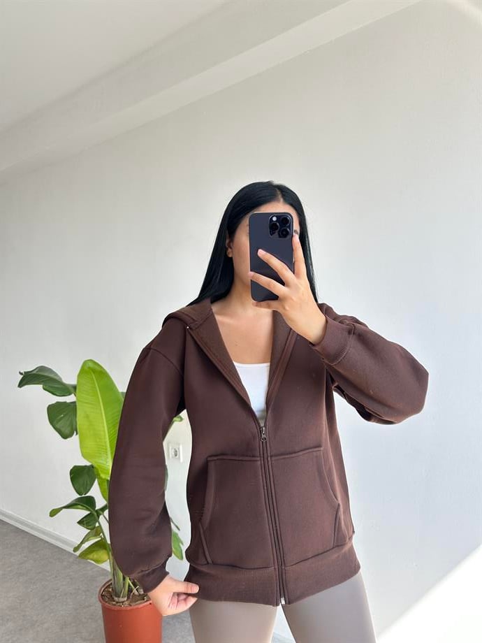 Kahve hırka şardonlu