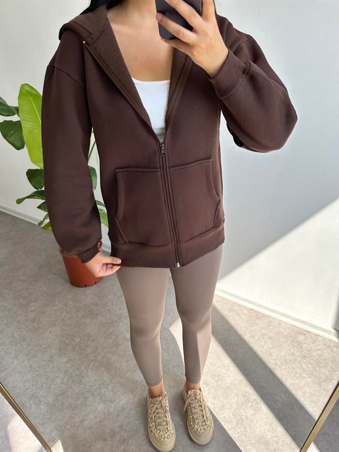 Kahve hırka şardonlu