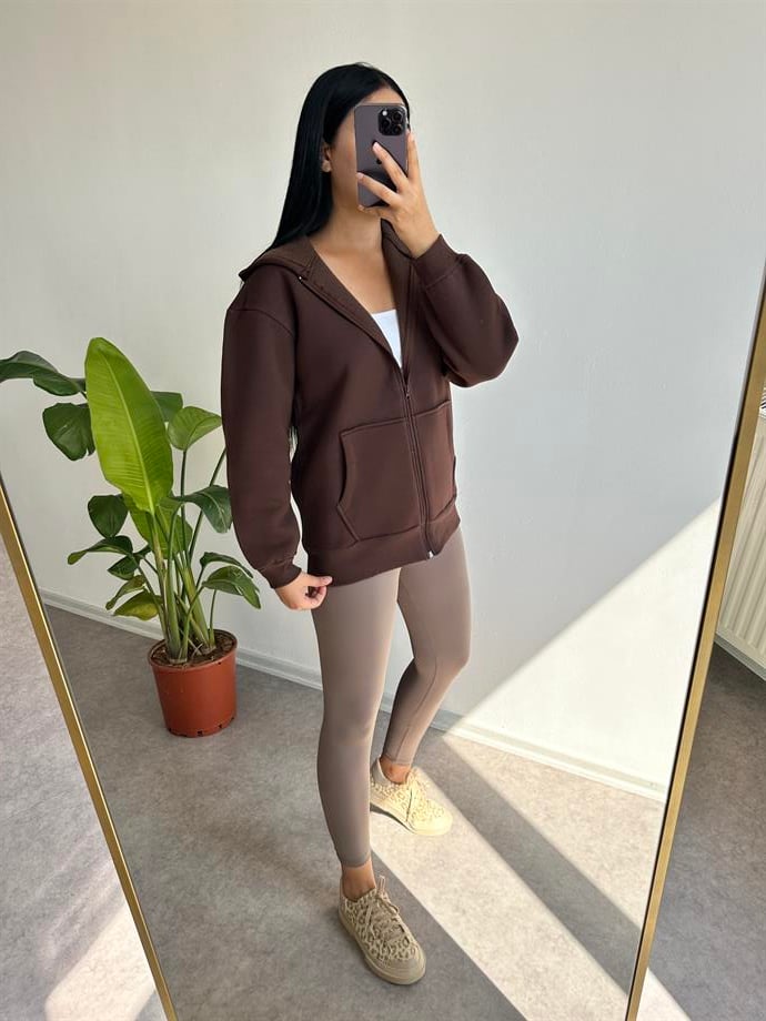 Kahve hırka şardonlu